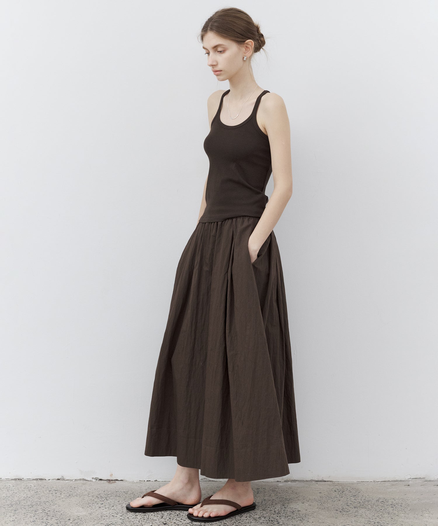 Stretch Ribbed U-Neck Tank Top