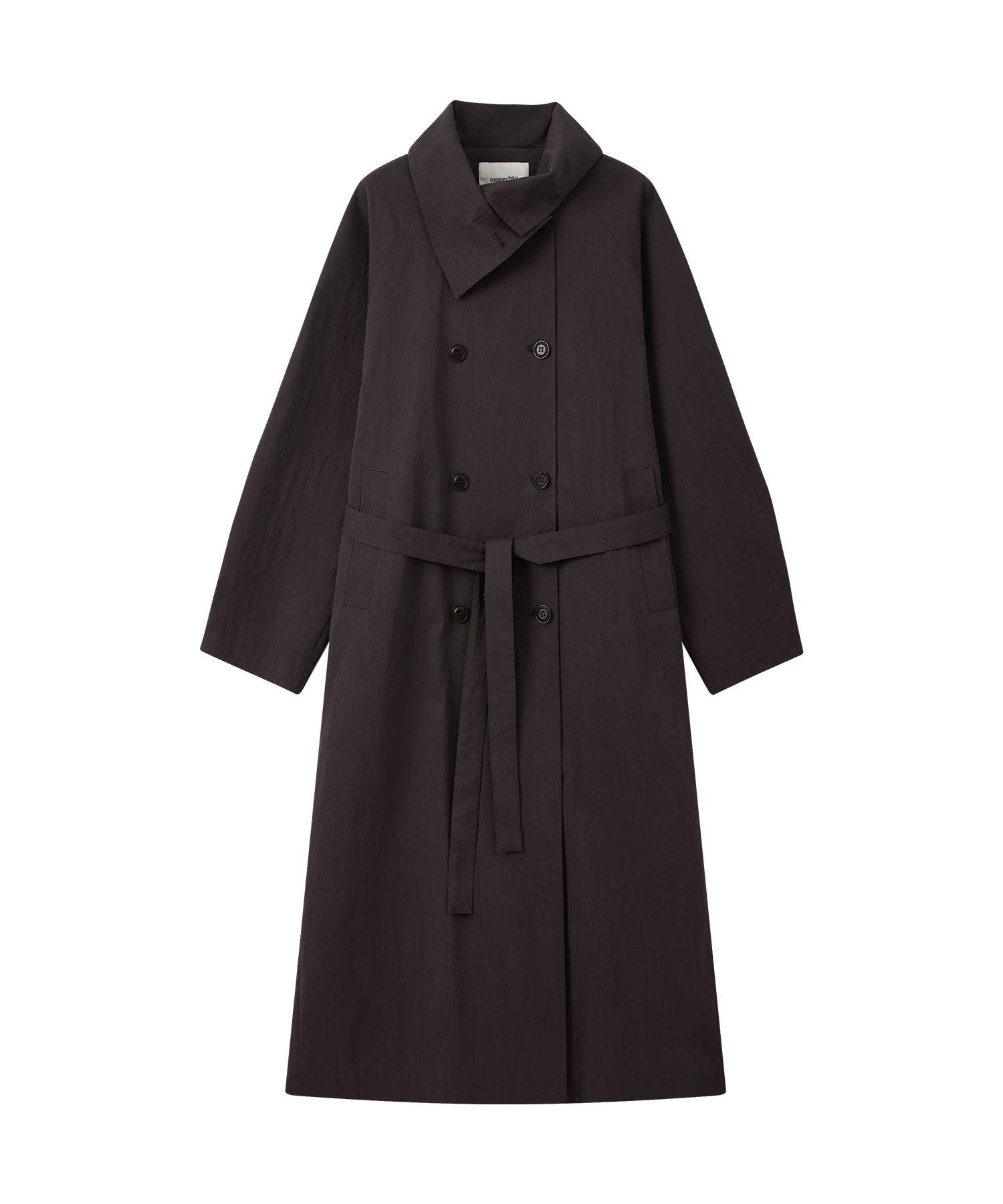 Wrap Collar Belted Long Trench Coat