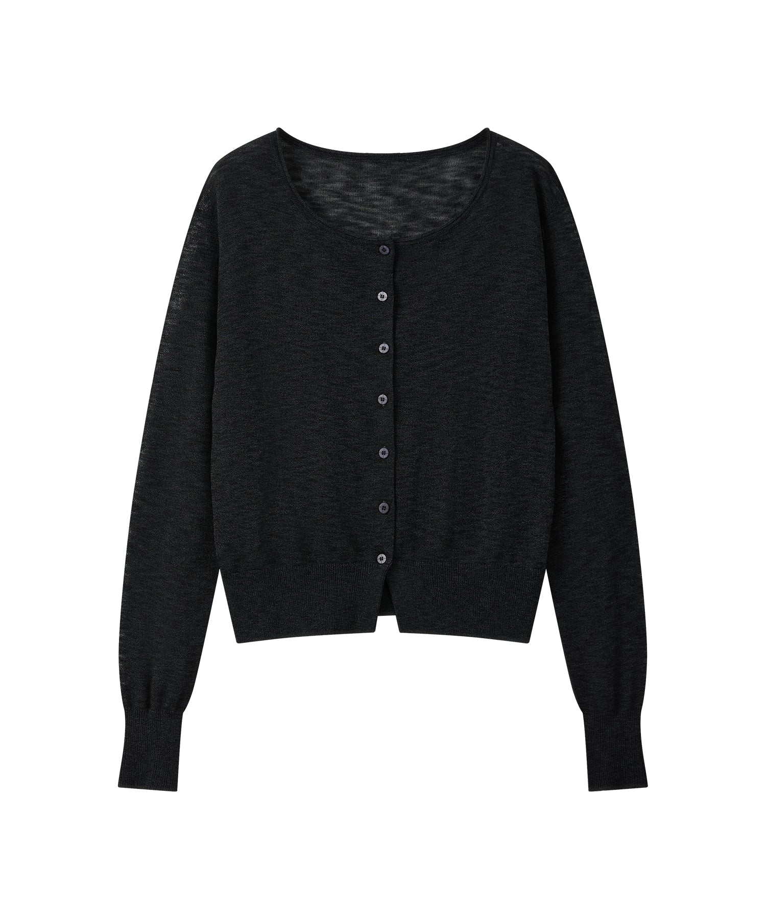 "Ships early March" Sheer Slub Yarn Crewneck Cardigan Set (with Scarf)