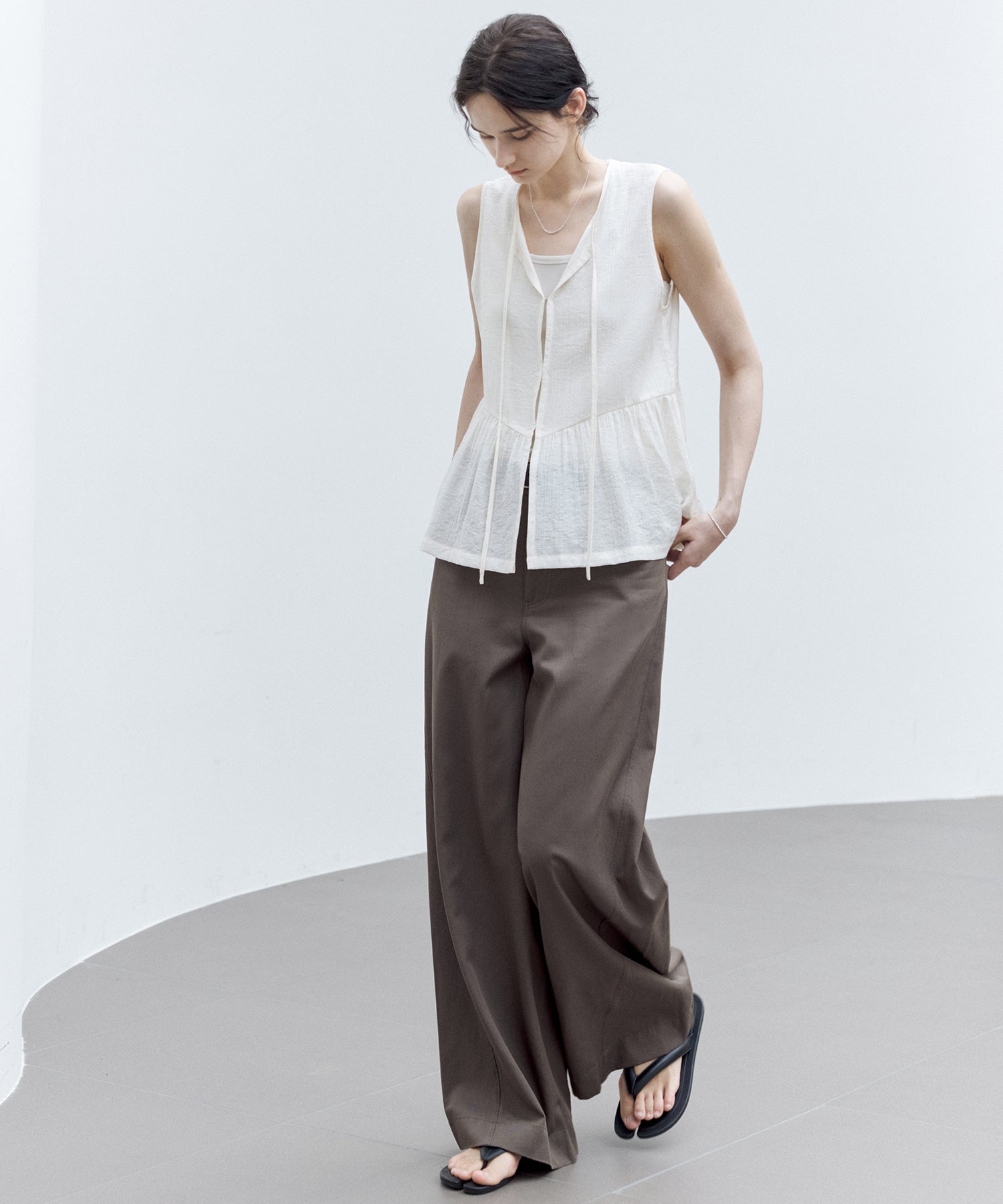 Flowy Tie Design Vest – Layered Look Summer Blouse