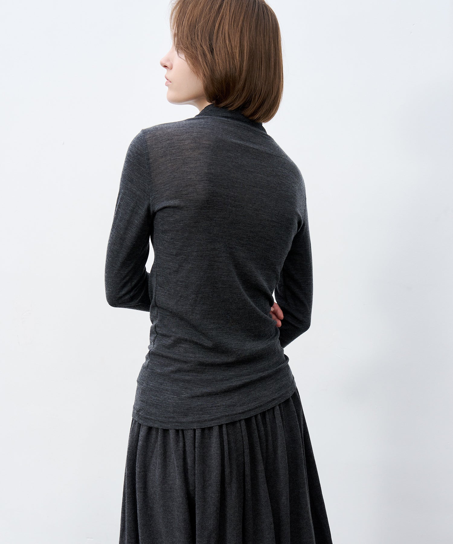 Slim-Fit Wool Turtleneck Knit Top