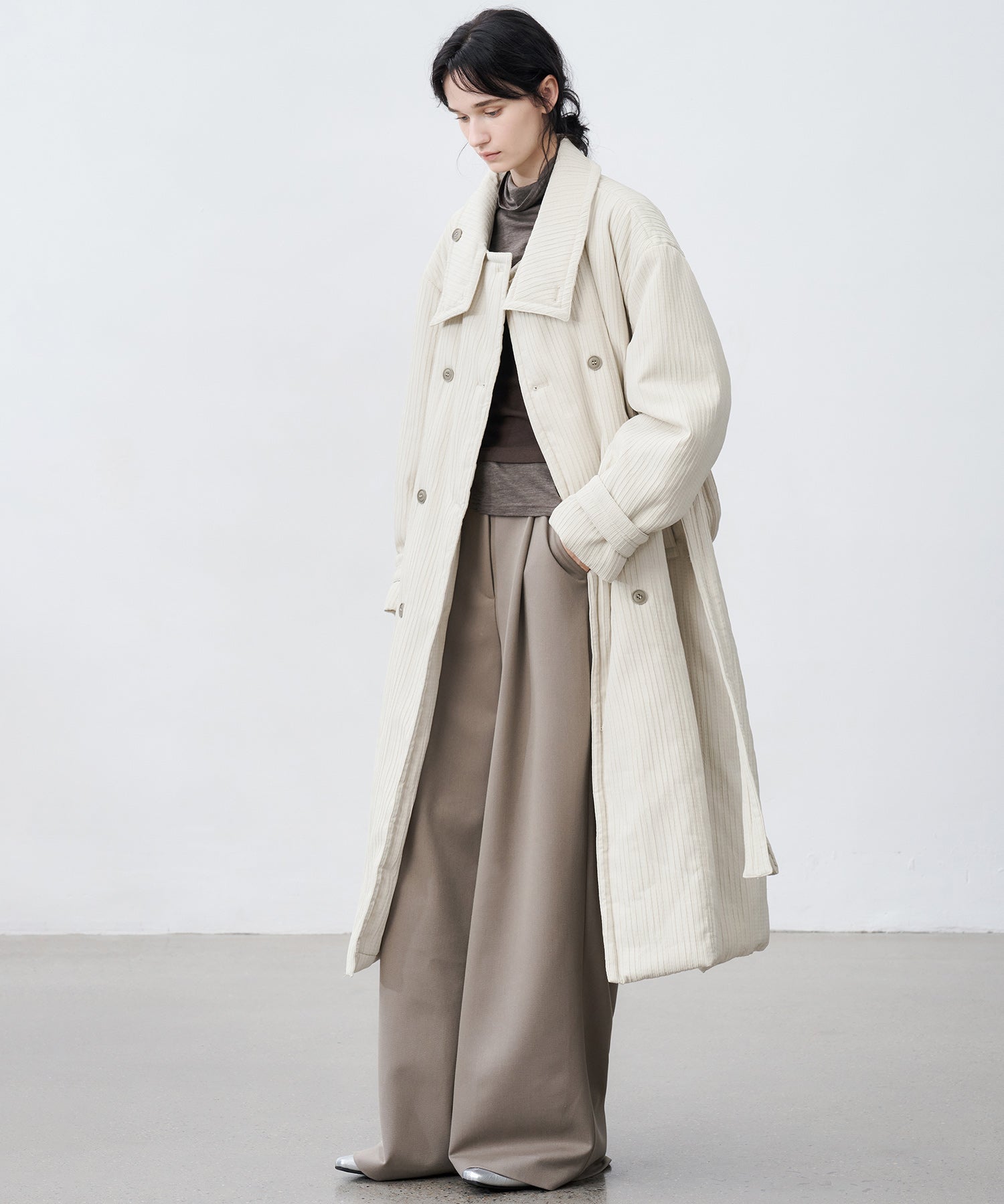 Stand Collar Oversized Long Cotton Coat