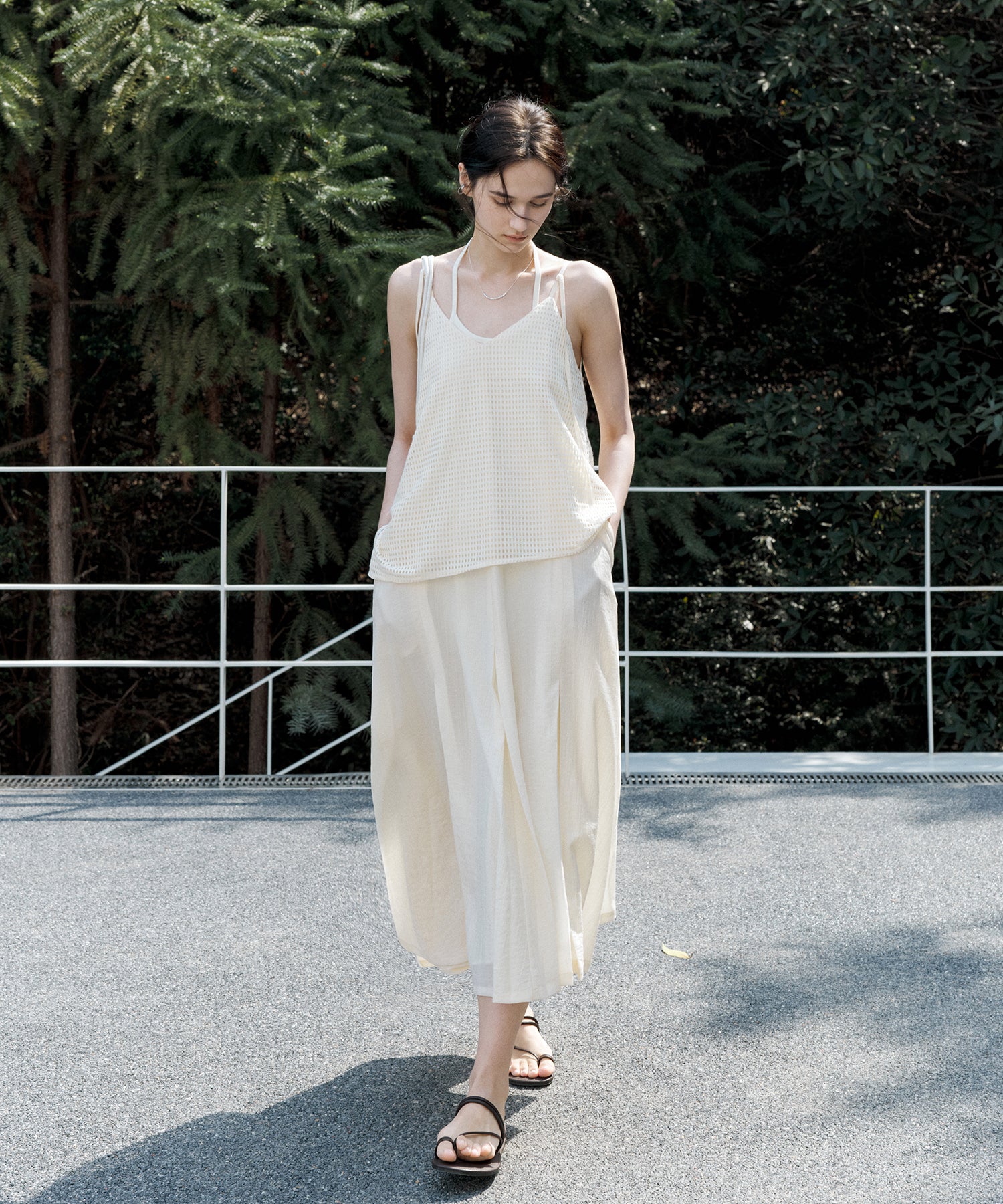 Cut-Out Layered-Look Relaxed Fit Cami Dress