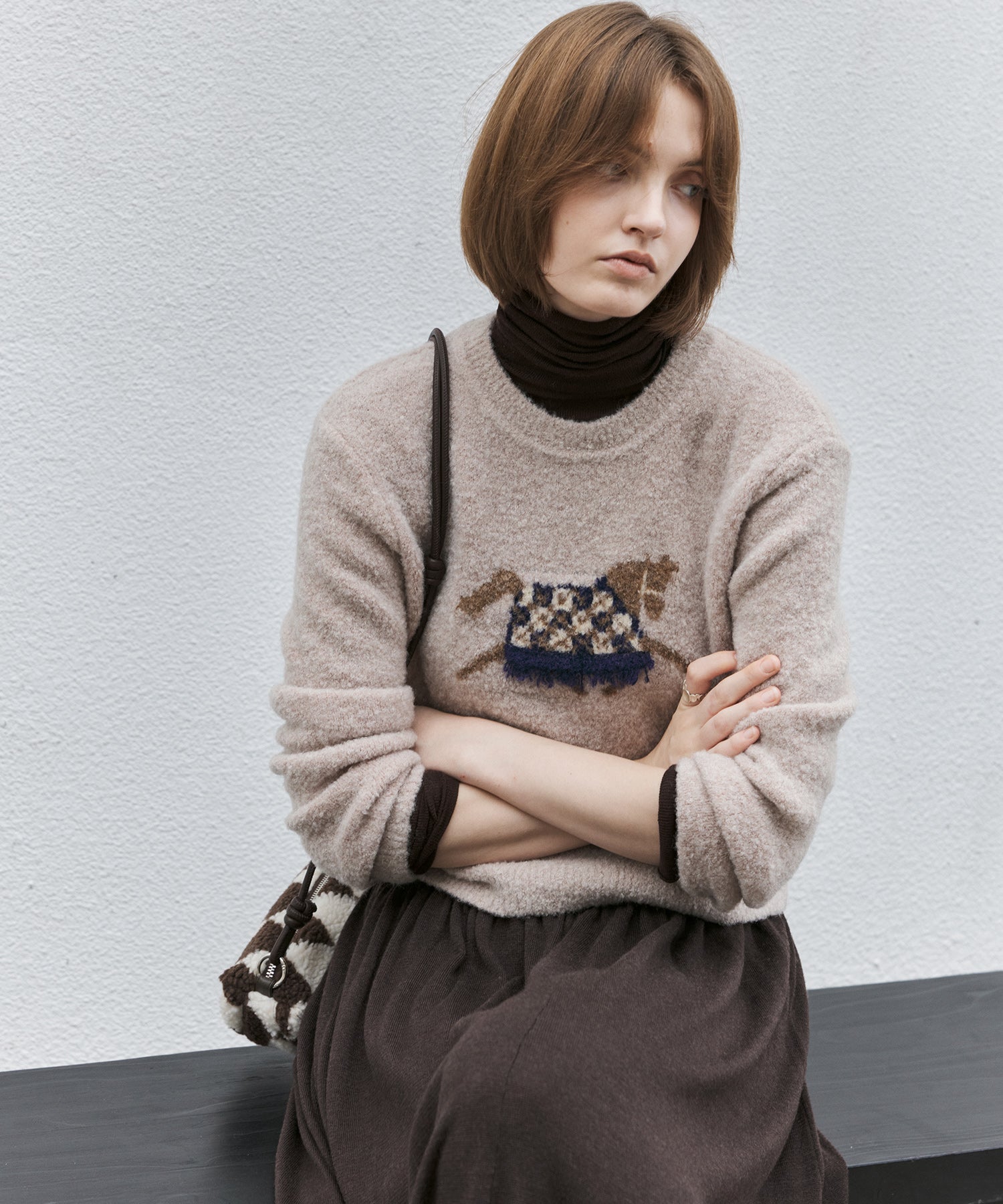 Pony Jacquard Crewneck Knit Sweater