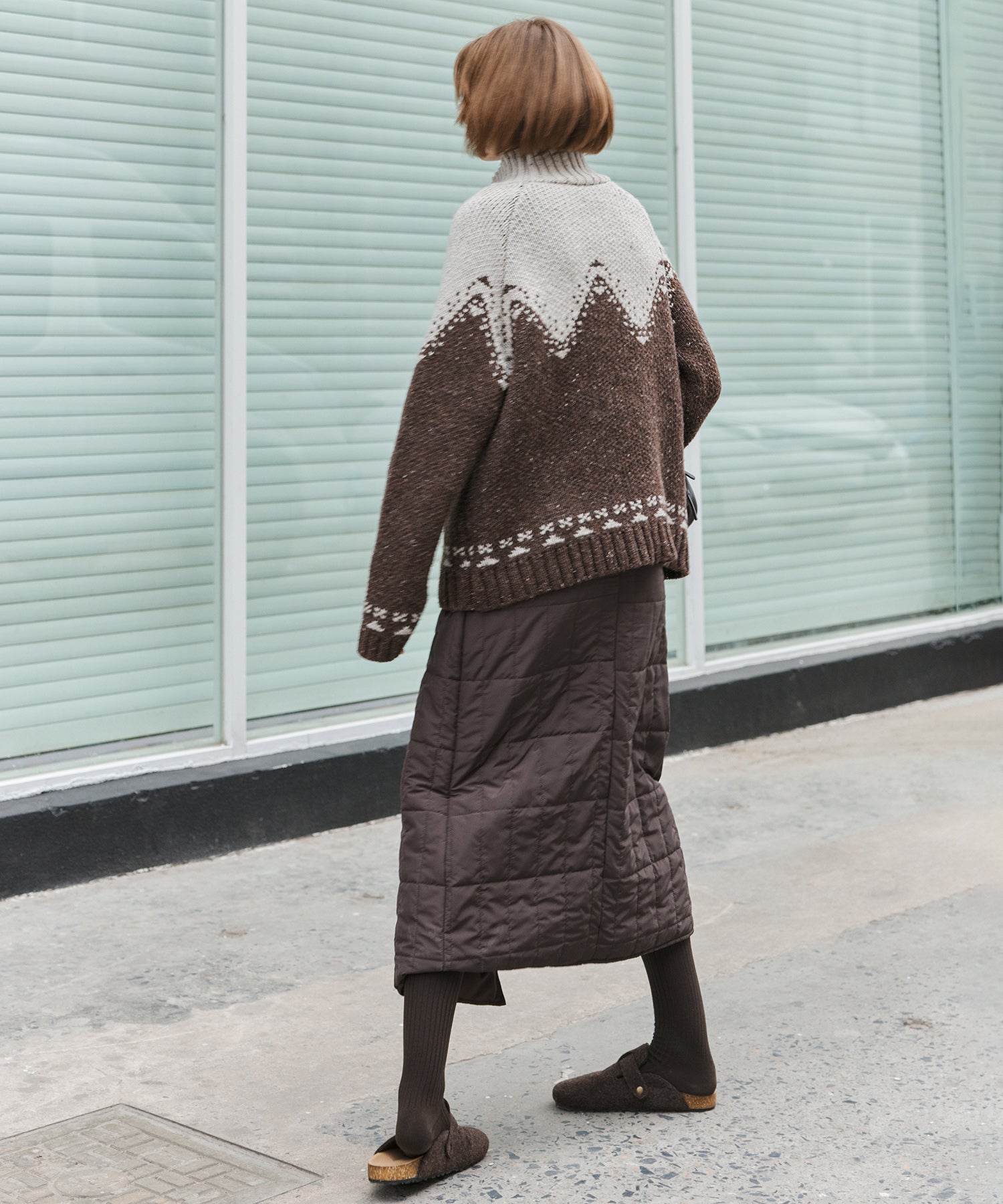 Totem Pattern Heavyweight Jacquard Turtleneck Sweater