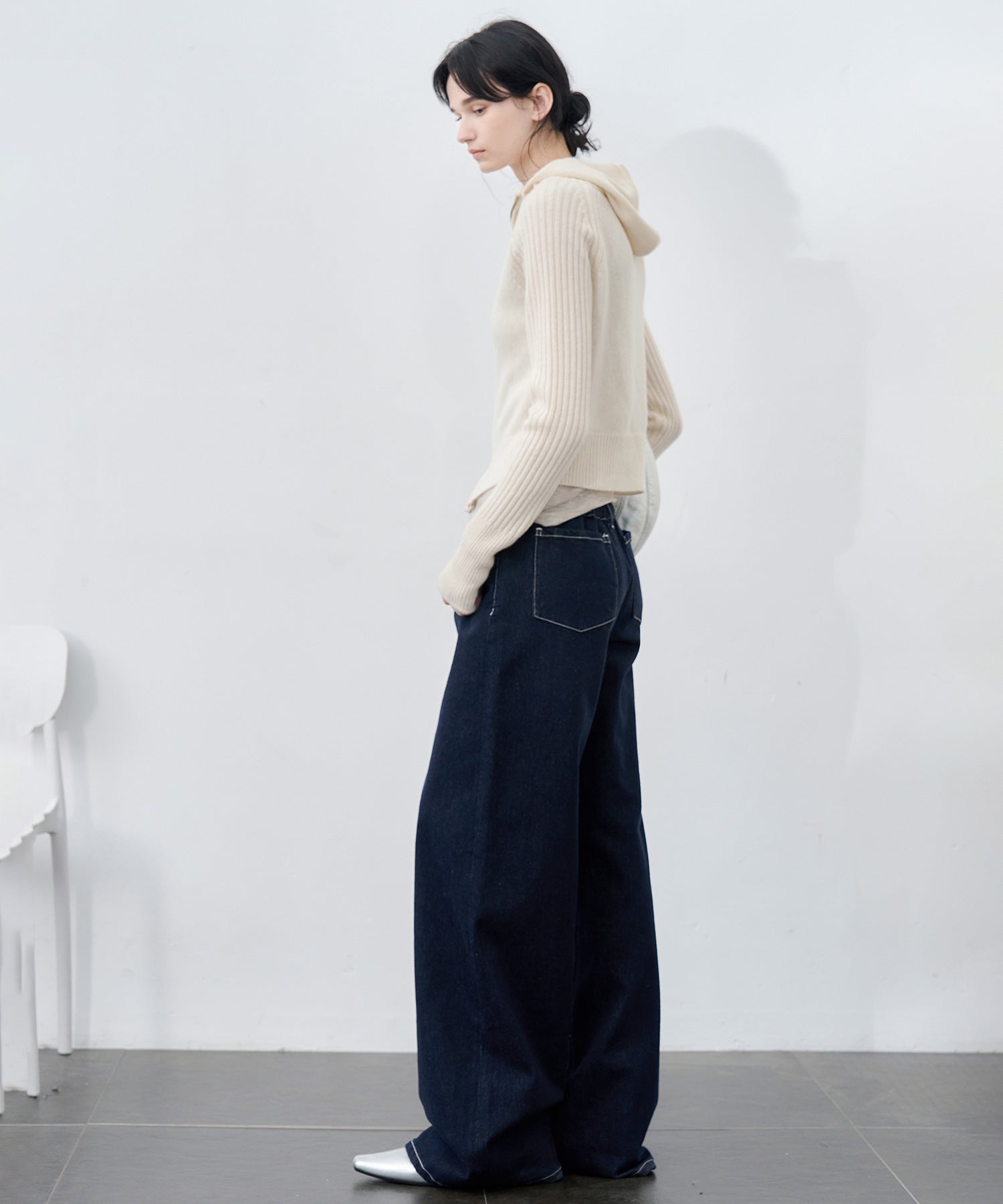 100% Wool Open Front Hooded Knit Cardigan