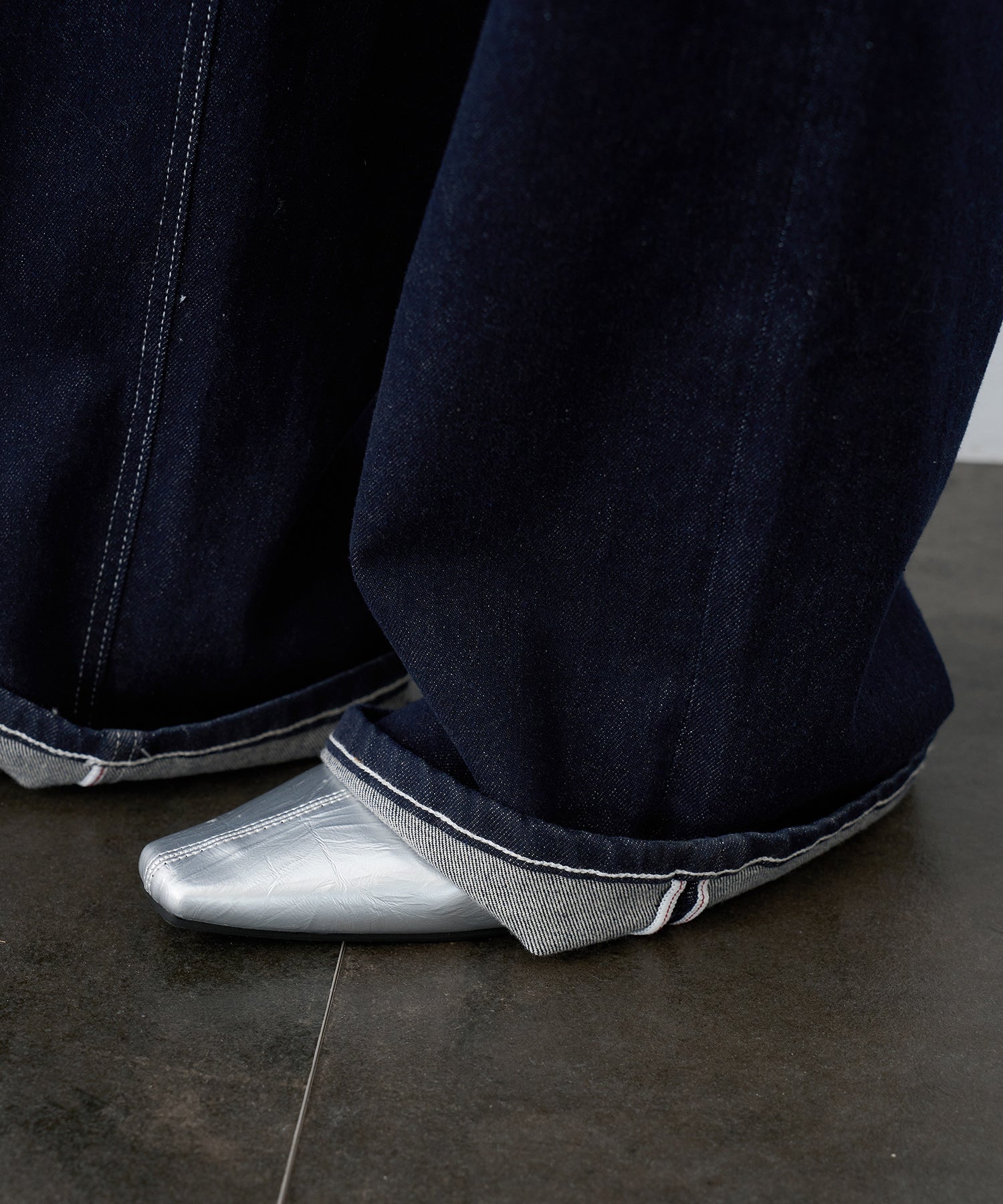 Drawstring Straight Washed Denim Pants
