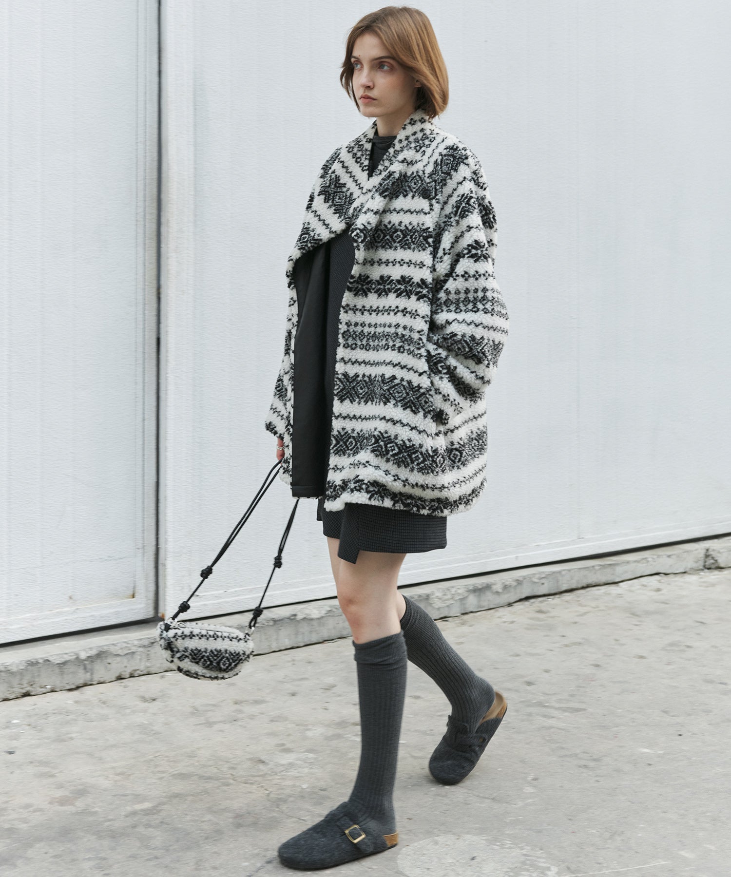 Fair Isle Relaxed Fit Fleece Jacket