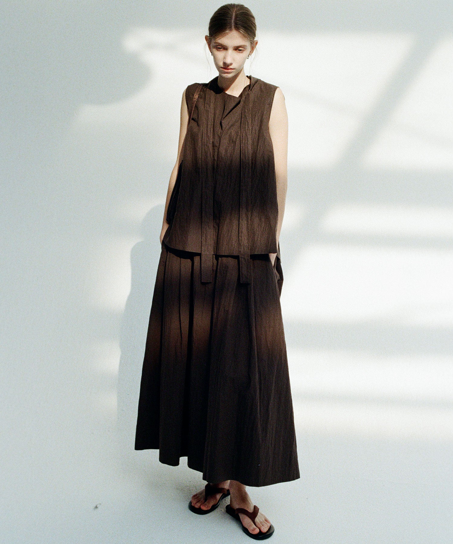 Wrinkle-Free Textured A-Line Flare Maxi Skirt