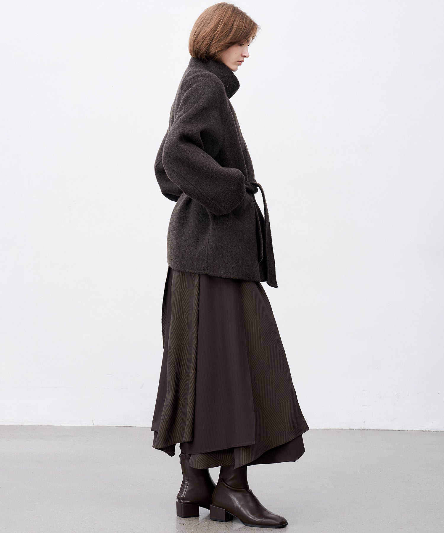 Wool Stand Collar Short Coat