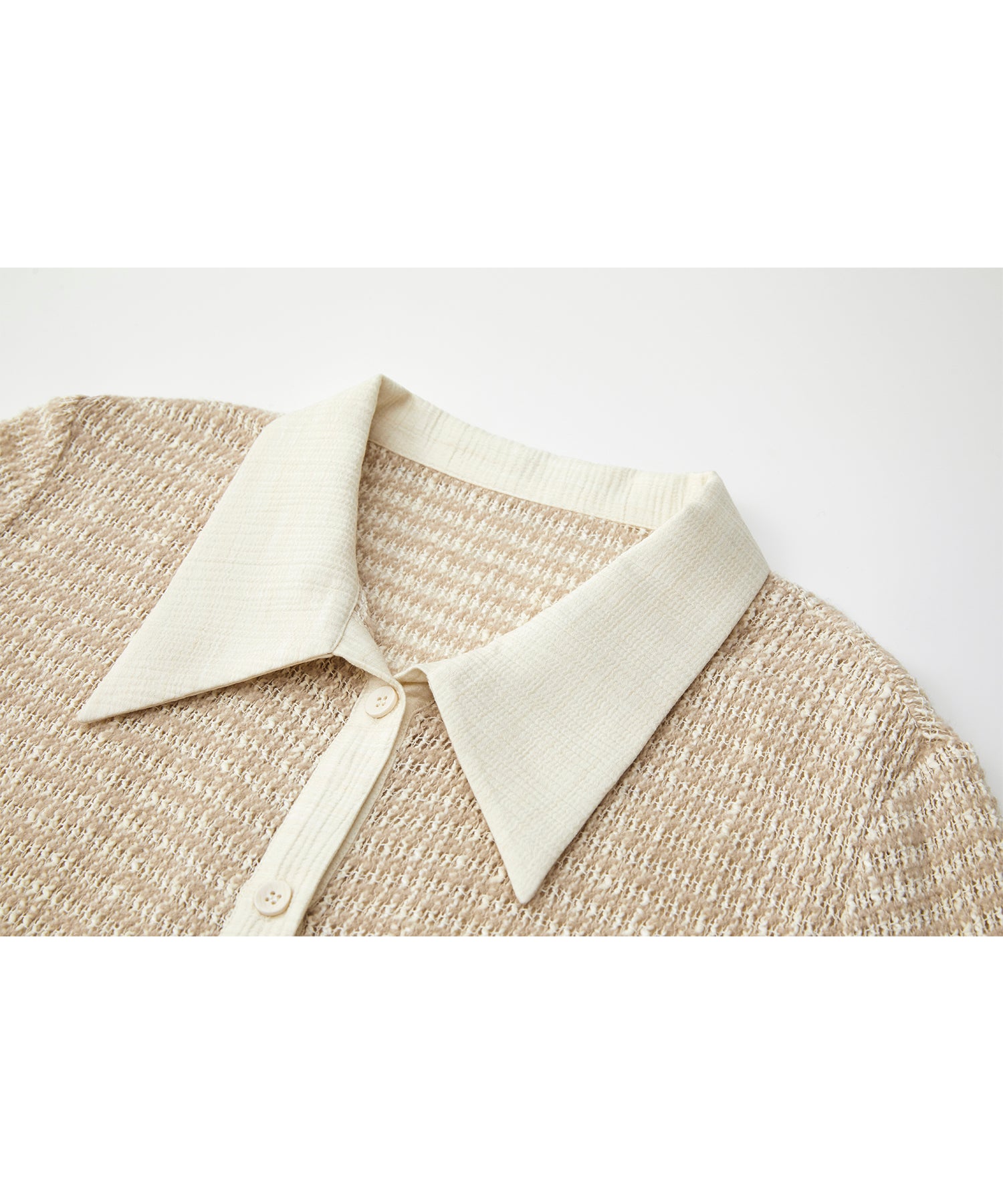 Fuzzy Texture & Sheer Pattern Shirt with Contrast Pointed Collar