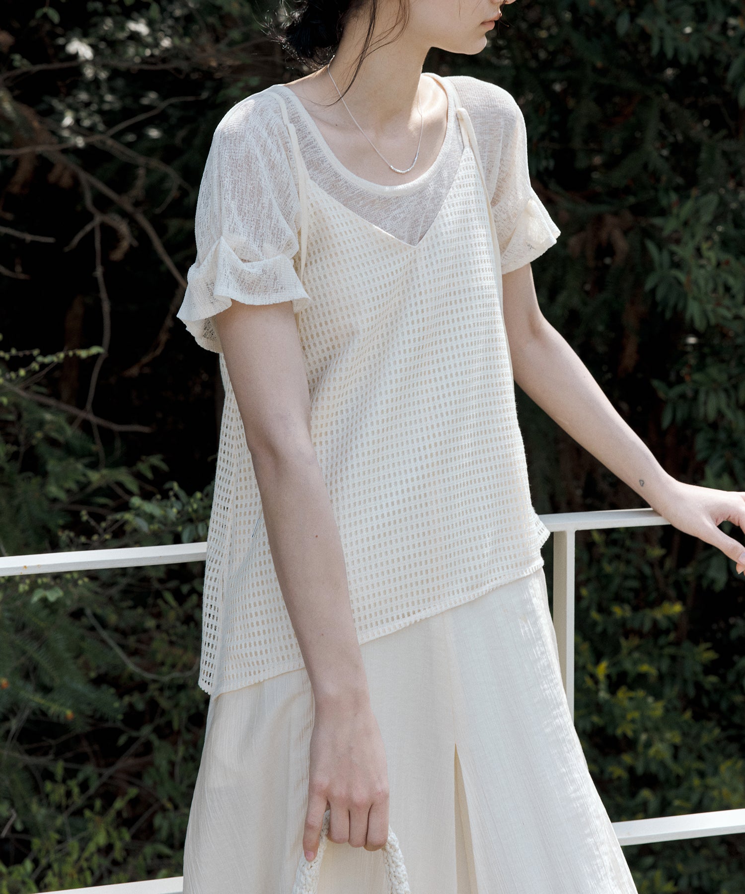 Cut-Out Layered-Look Relaxed Fit Cami Dress