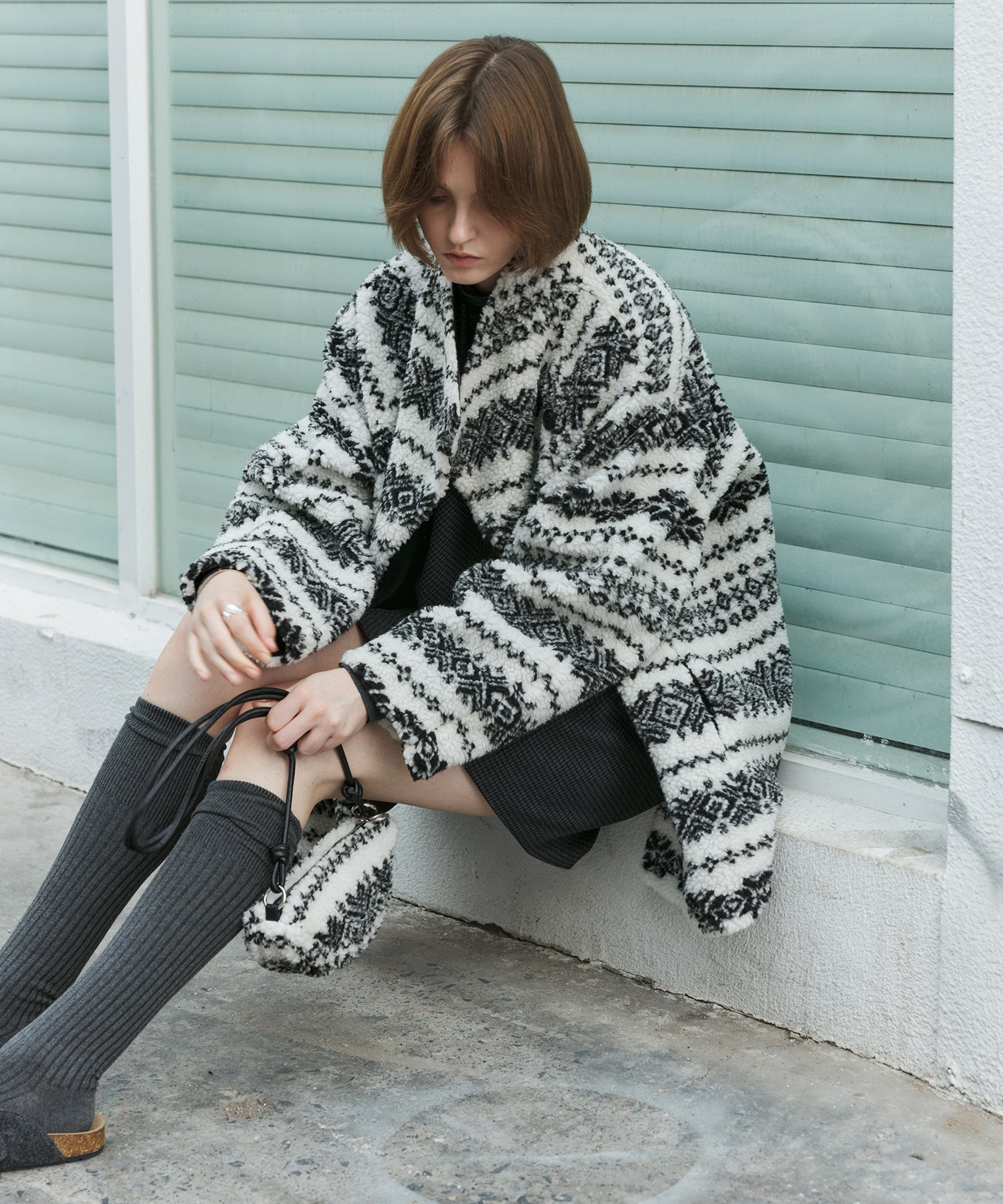 Fair Isle Relaxed Fit Fleece Jacket