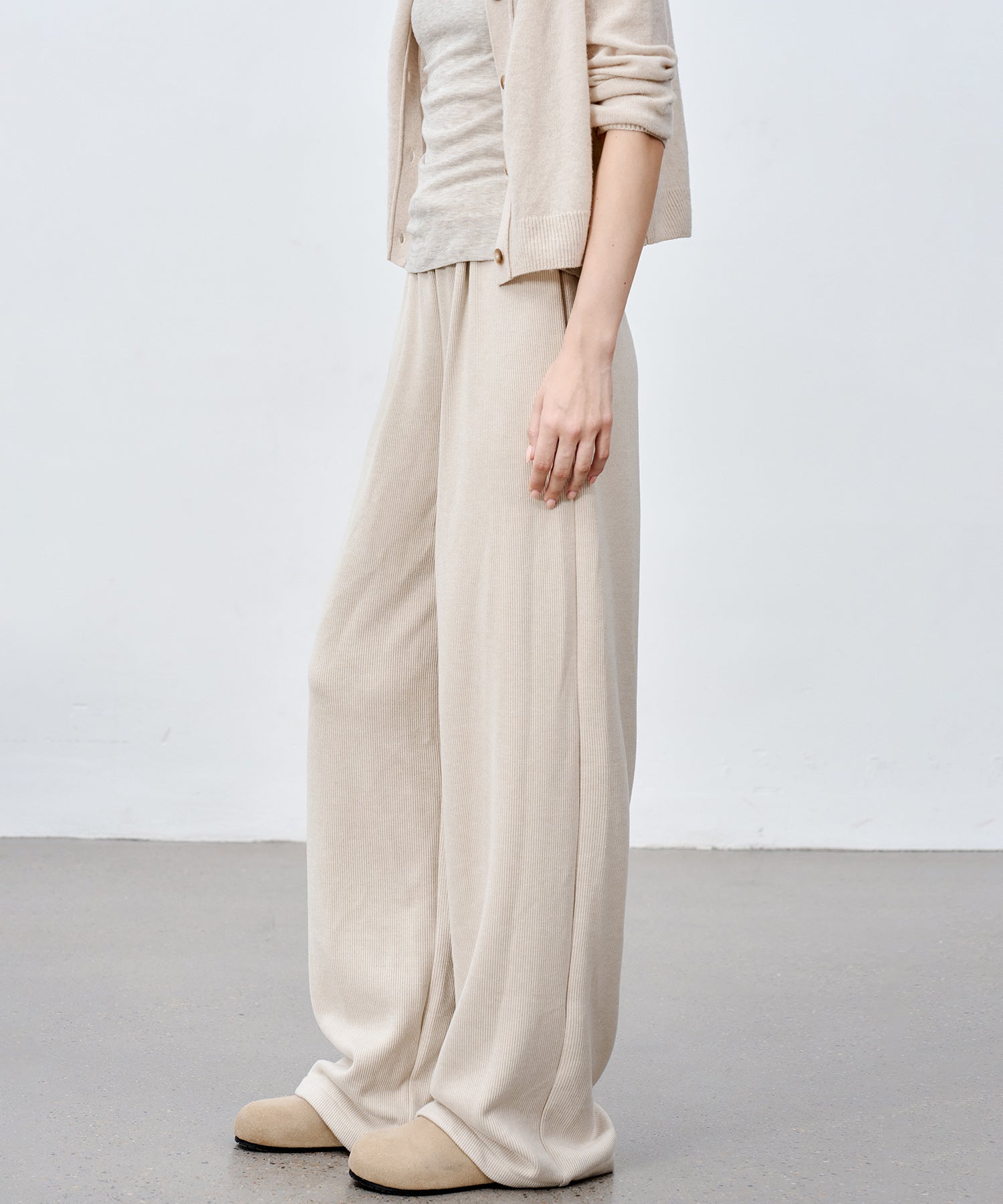 Knit Fleece Drawstring Wide Pants