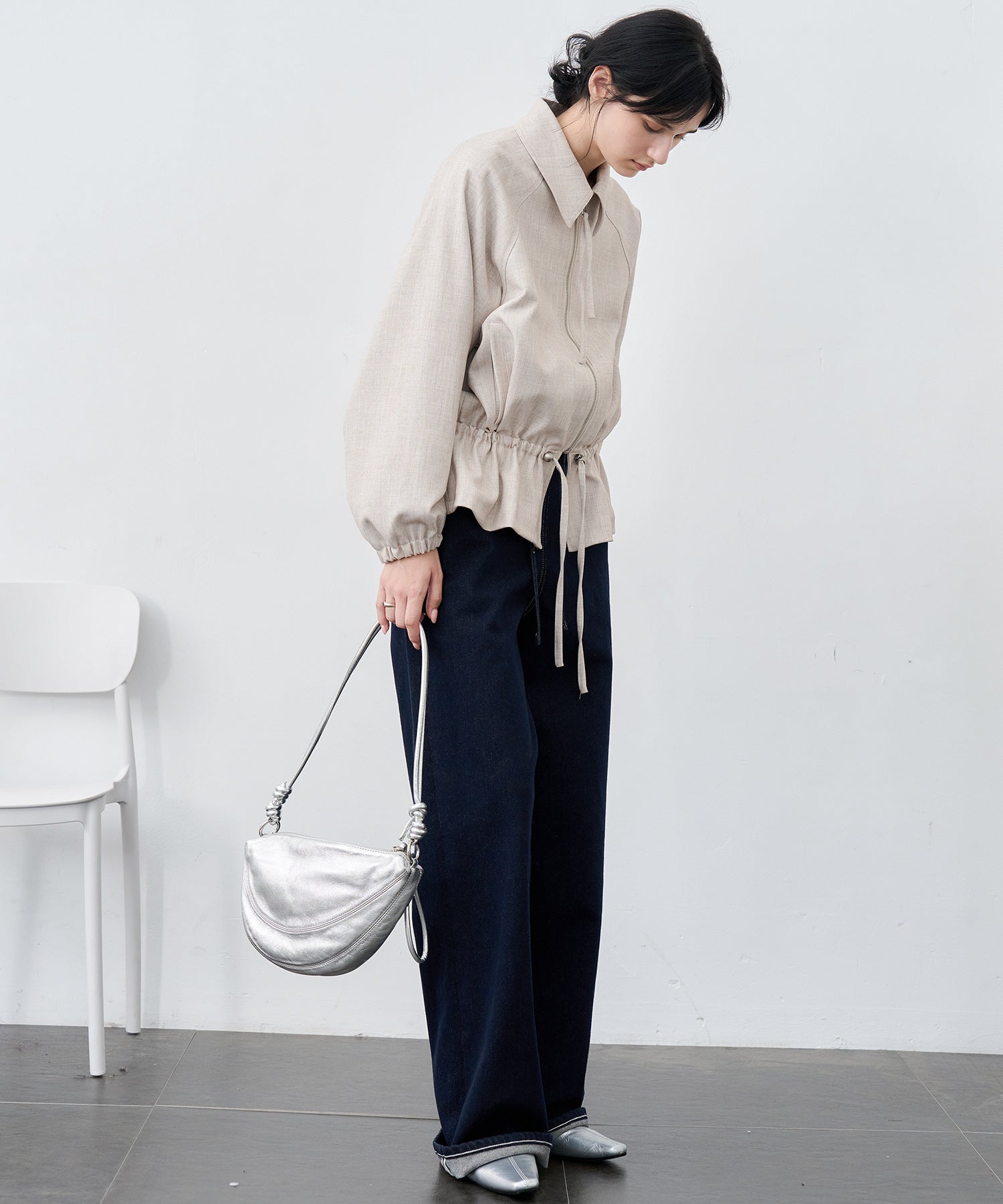 Drawstring-Waist Casual Jacket