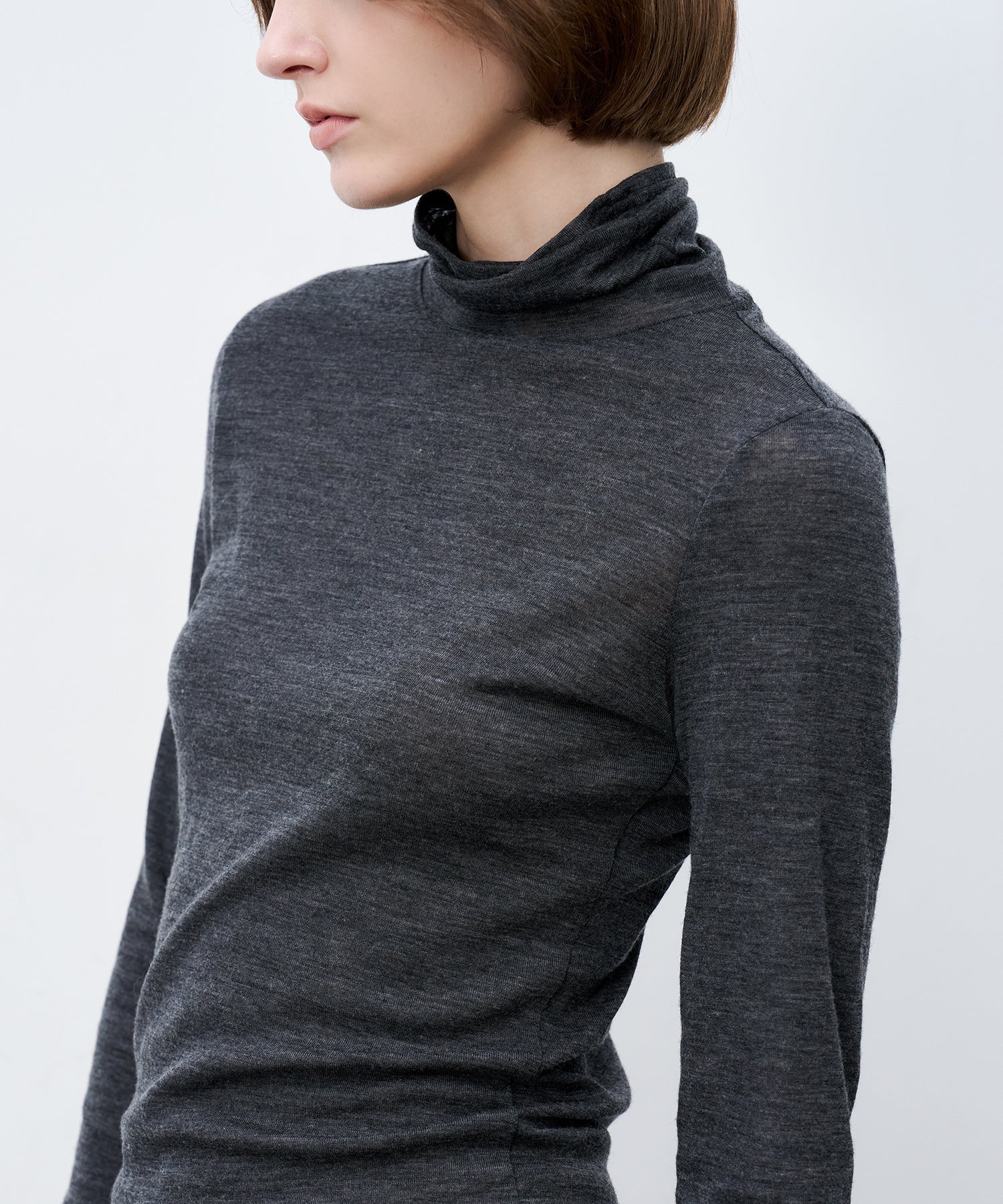 Slim-Fit Wool Turtleneck Knit Top