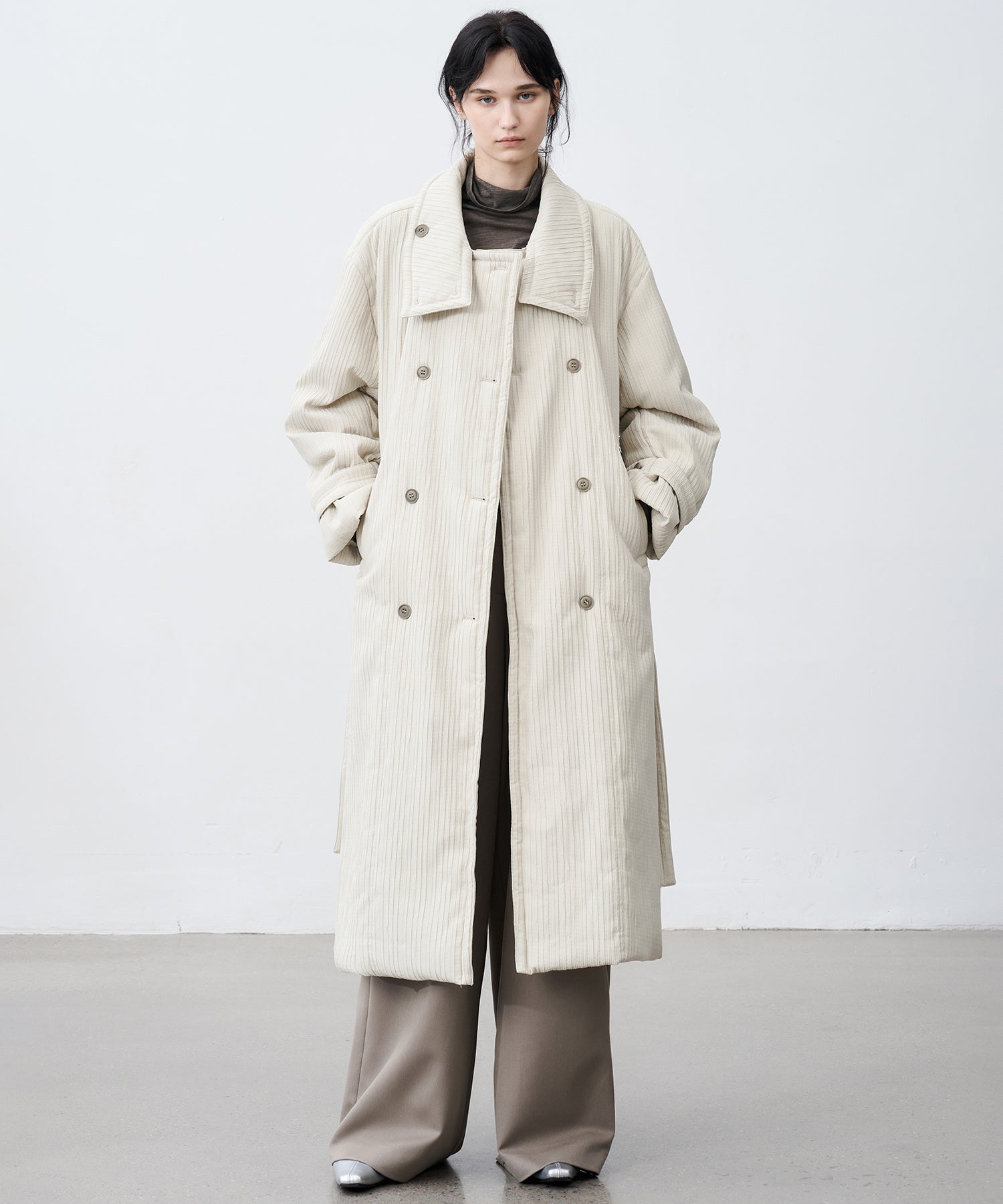 Stand Collar Oversized Long Cotton Coat