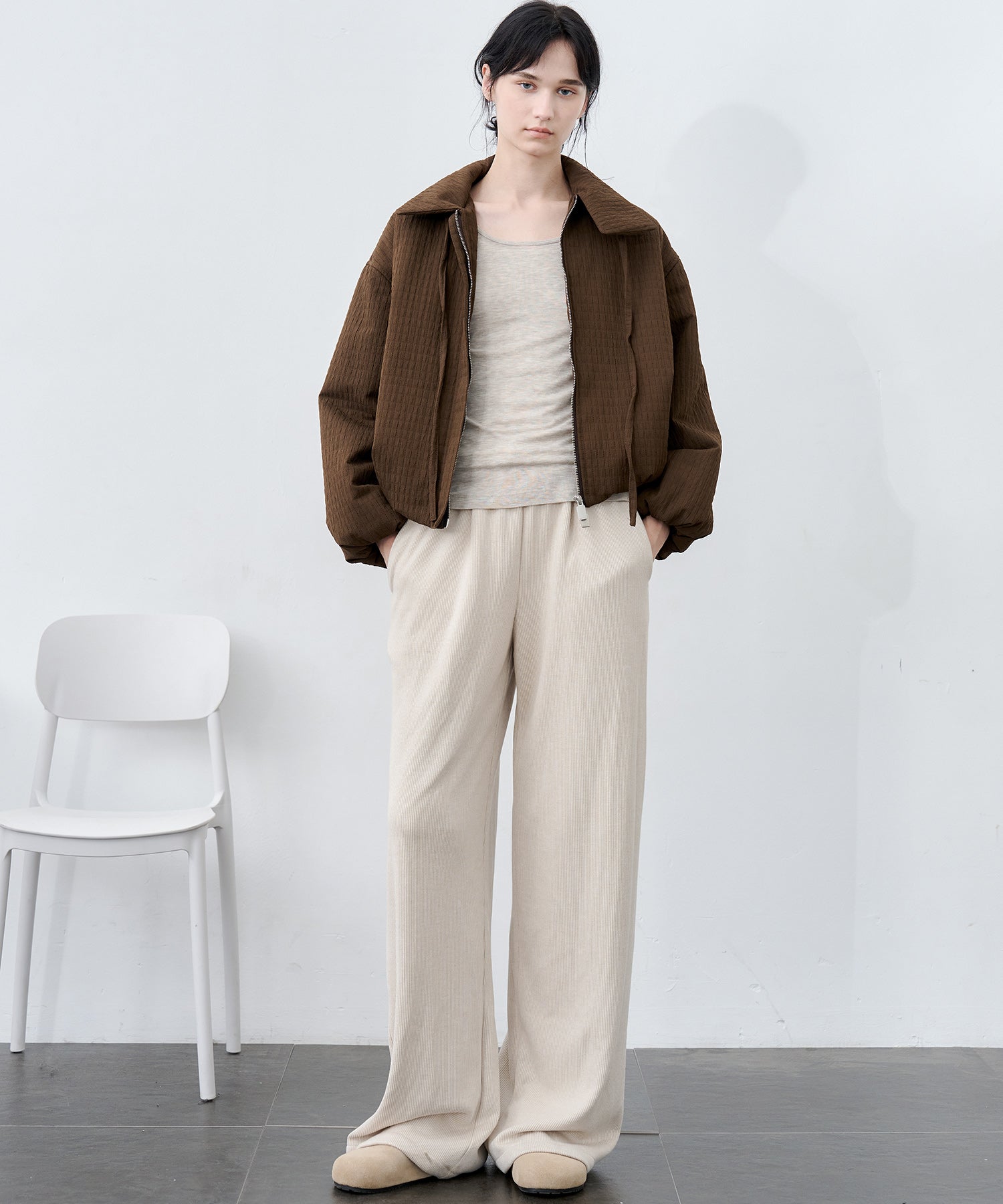 Knit Fleece Drawstring Wide Pants
