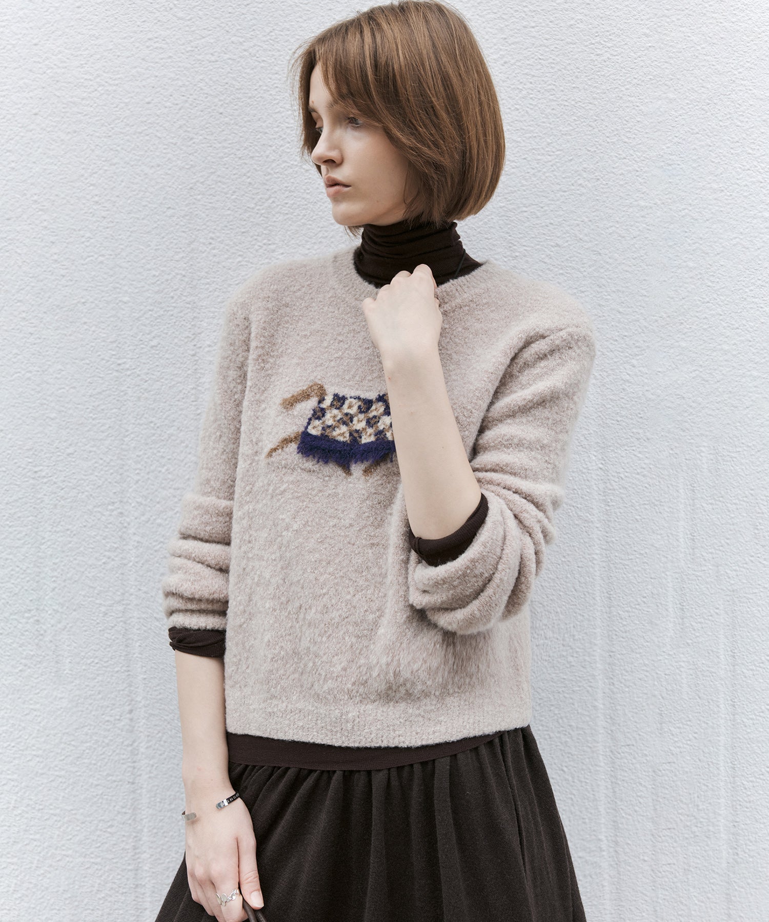 Pony Jacquard Crewneck Knit Sweater