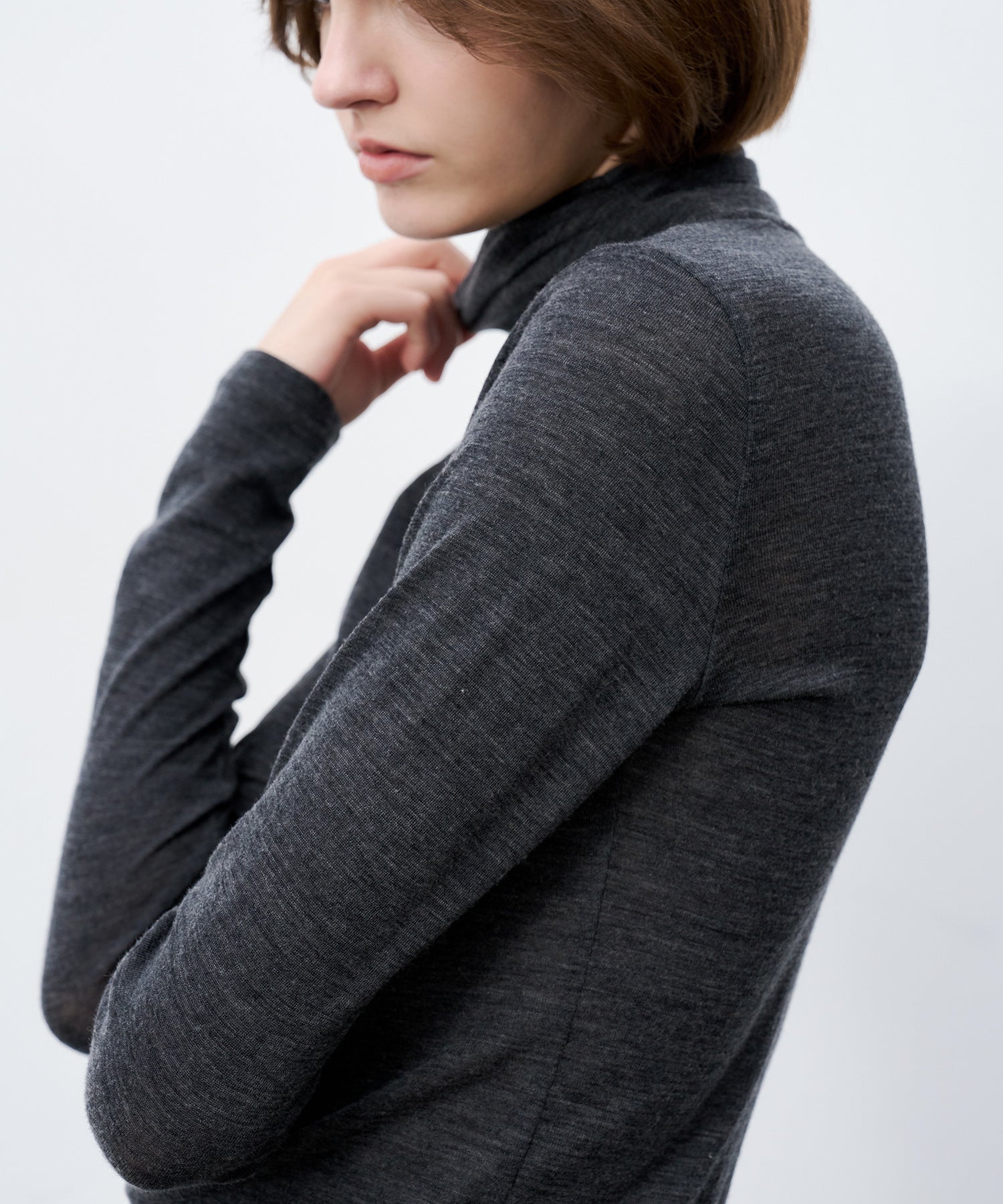 Slim-Fit Wool Turtleneck Knit Top