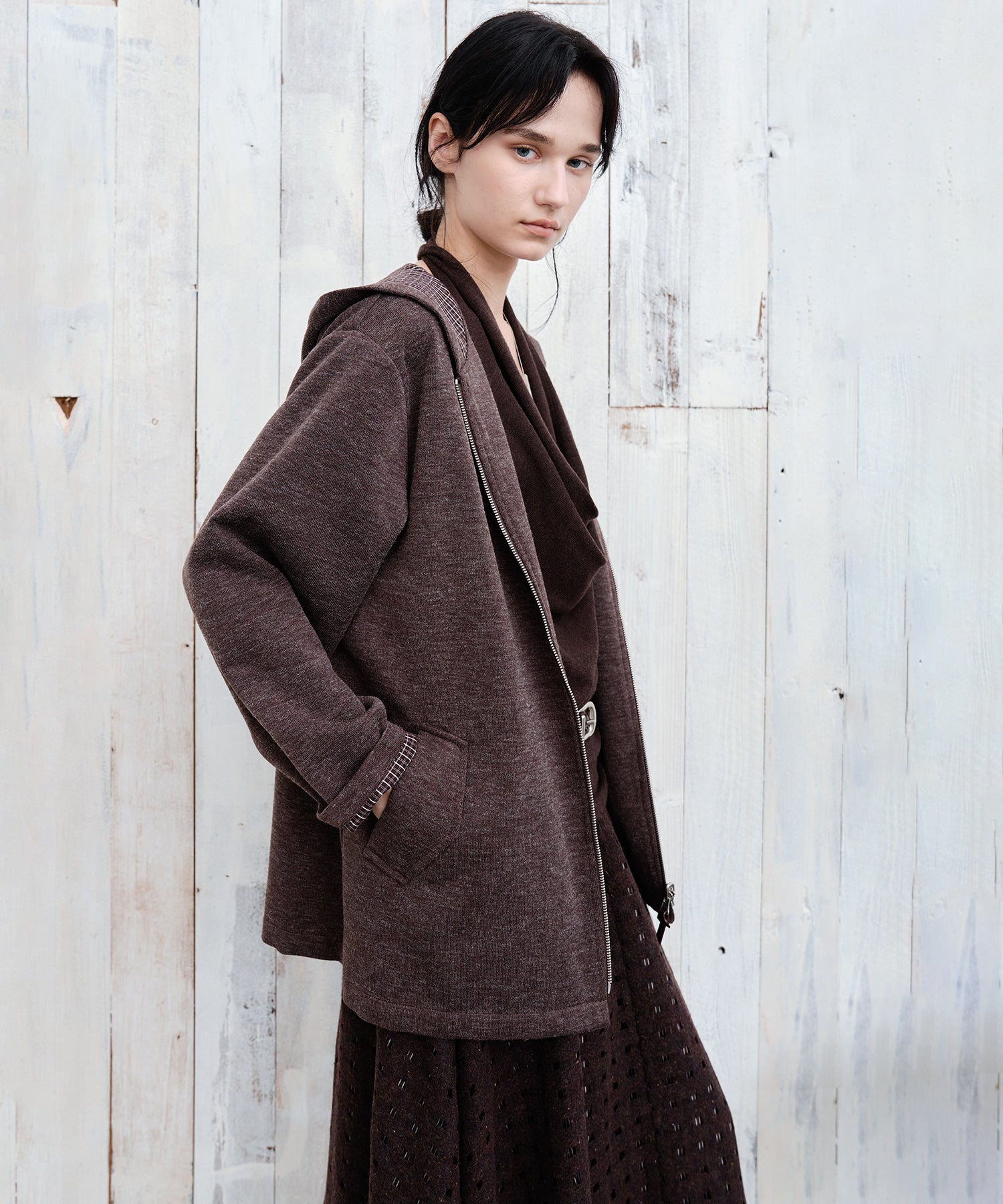Plaid Double-Sided Oversized Zip Hoodie