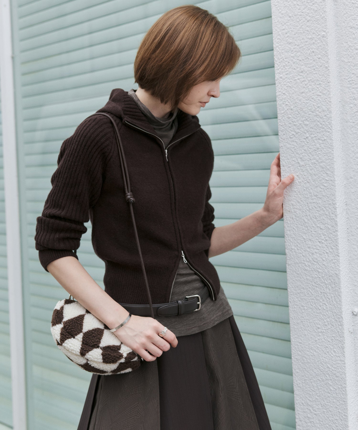 100% Wool Open Front Hooded Knit Cardigan