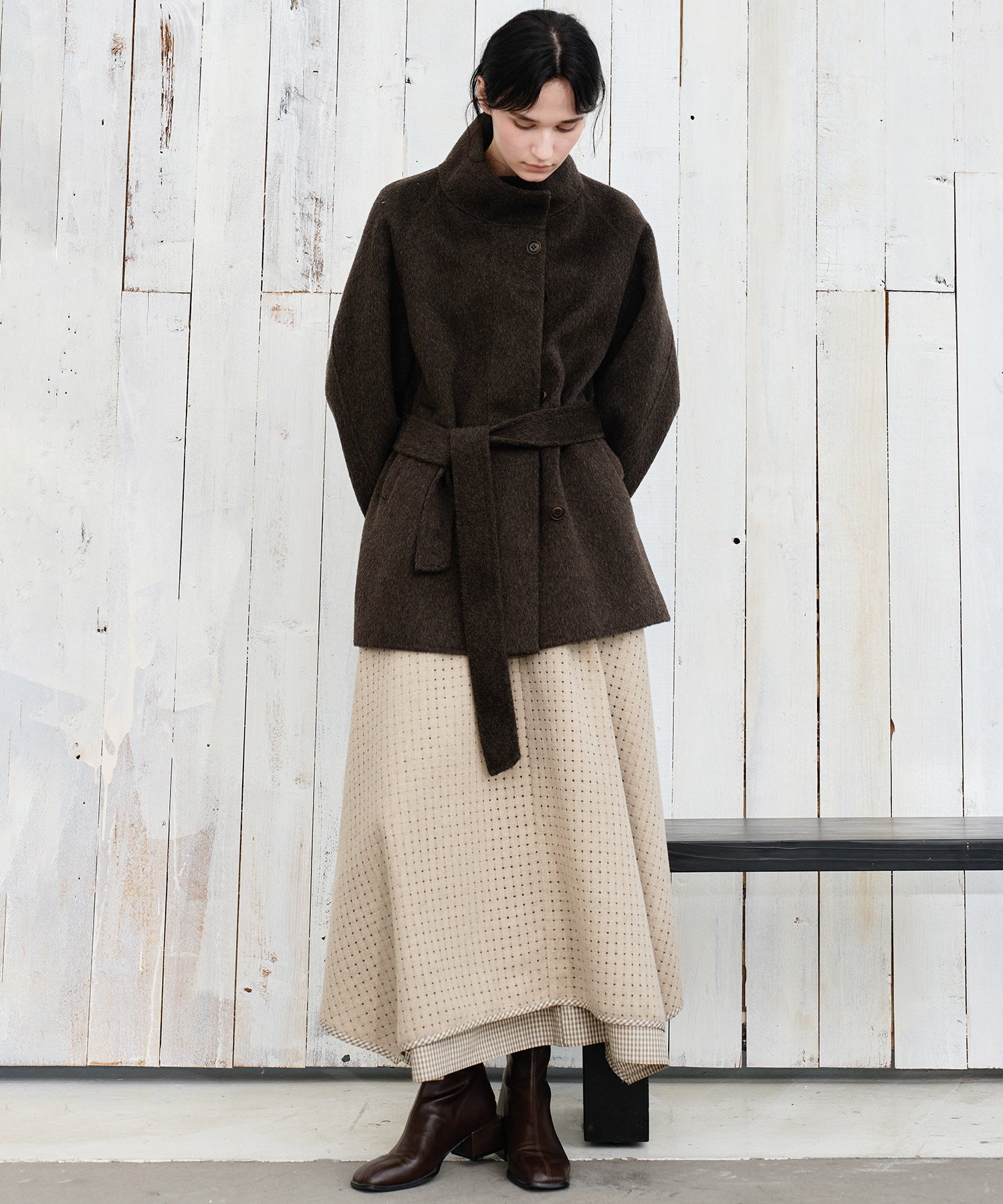 Wool Stand Collar Short Coat