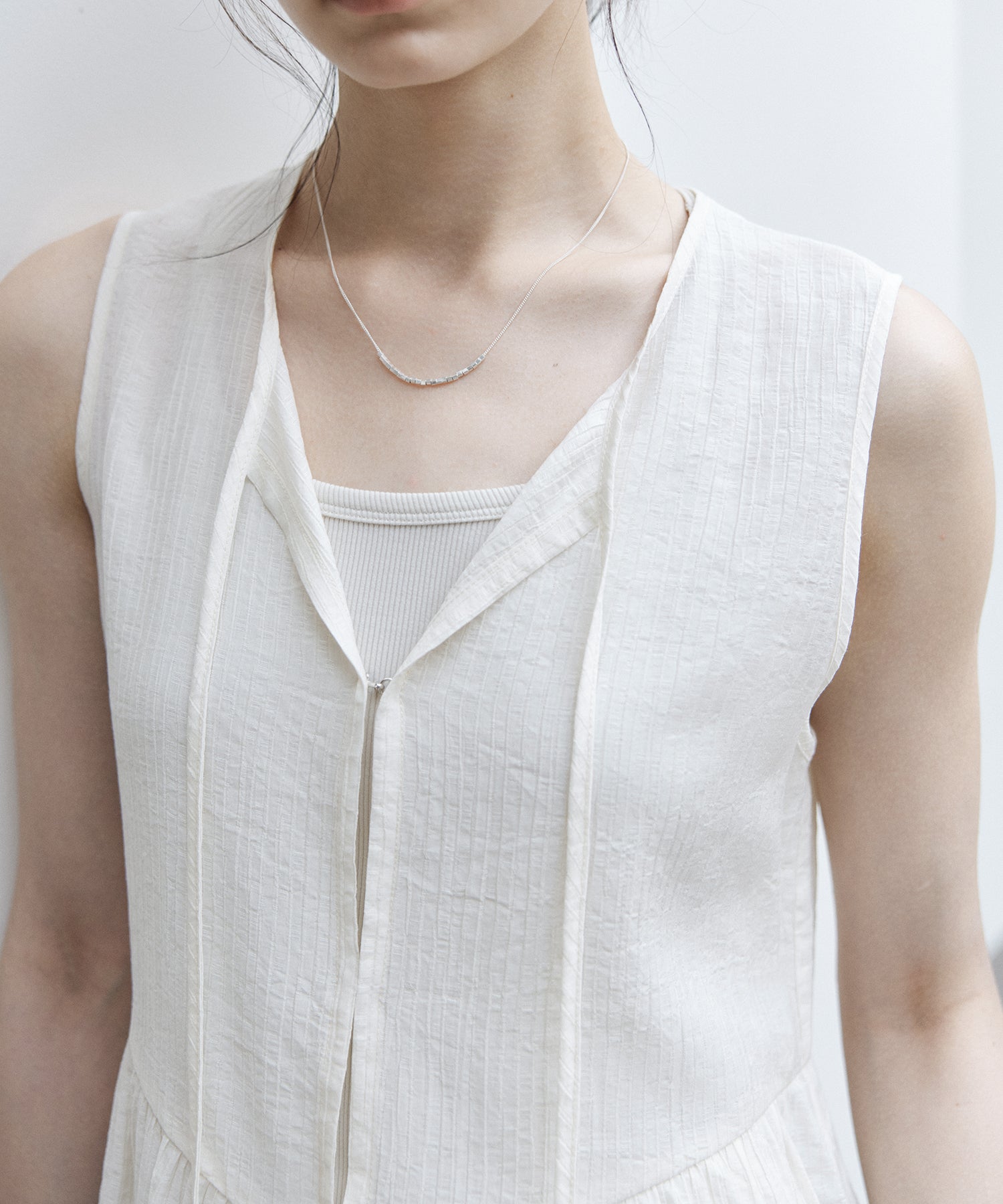 Flowy Tie Design Vest – Layered Look Summer Blouse