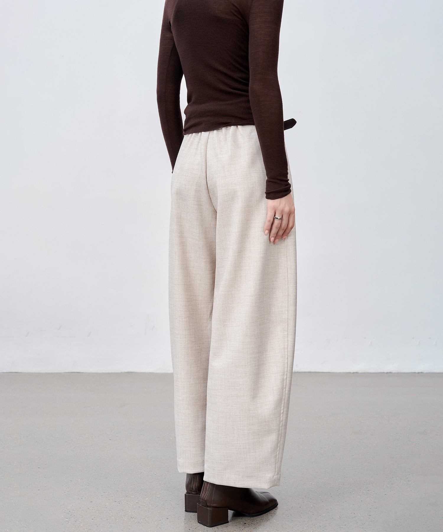 Thick Fabric Cropped Wide-Leg Pants