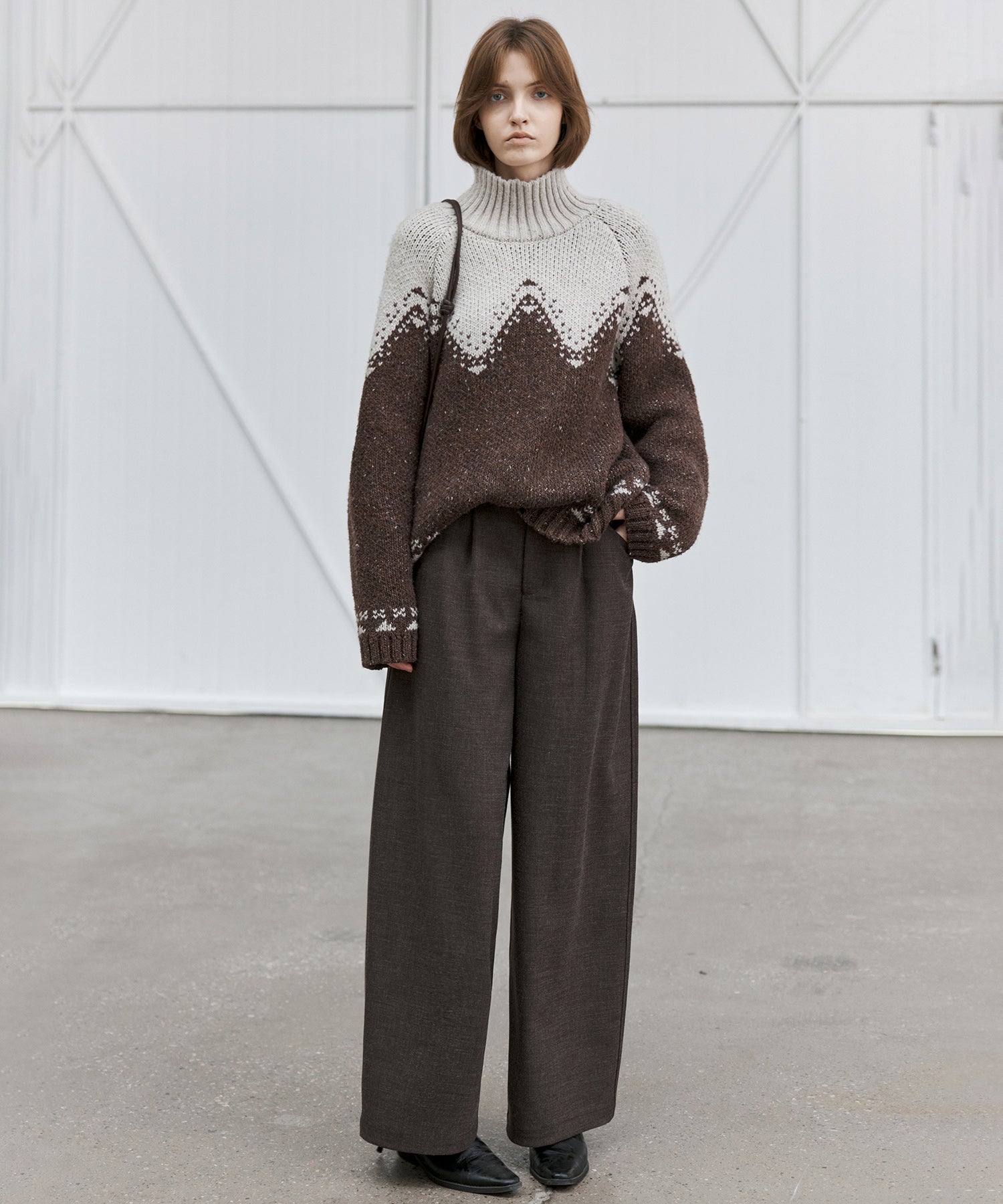 Totem Pattern Heavyweight Jacquard Turtleneck Sweater