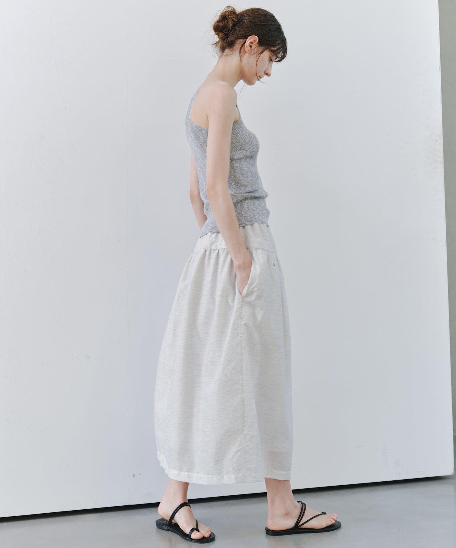 「7月上旬～中旬出荷」Linen-Like Balloon Skirt
