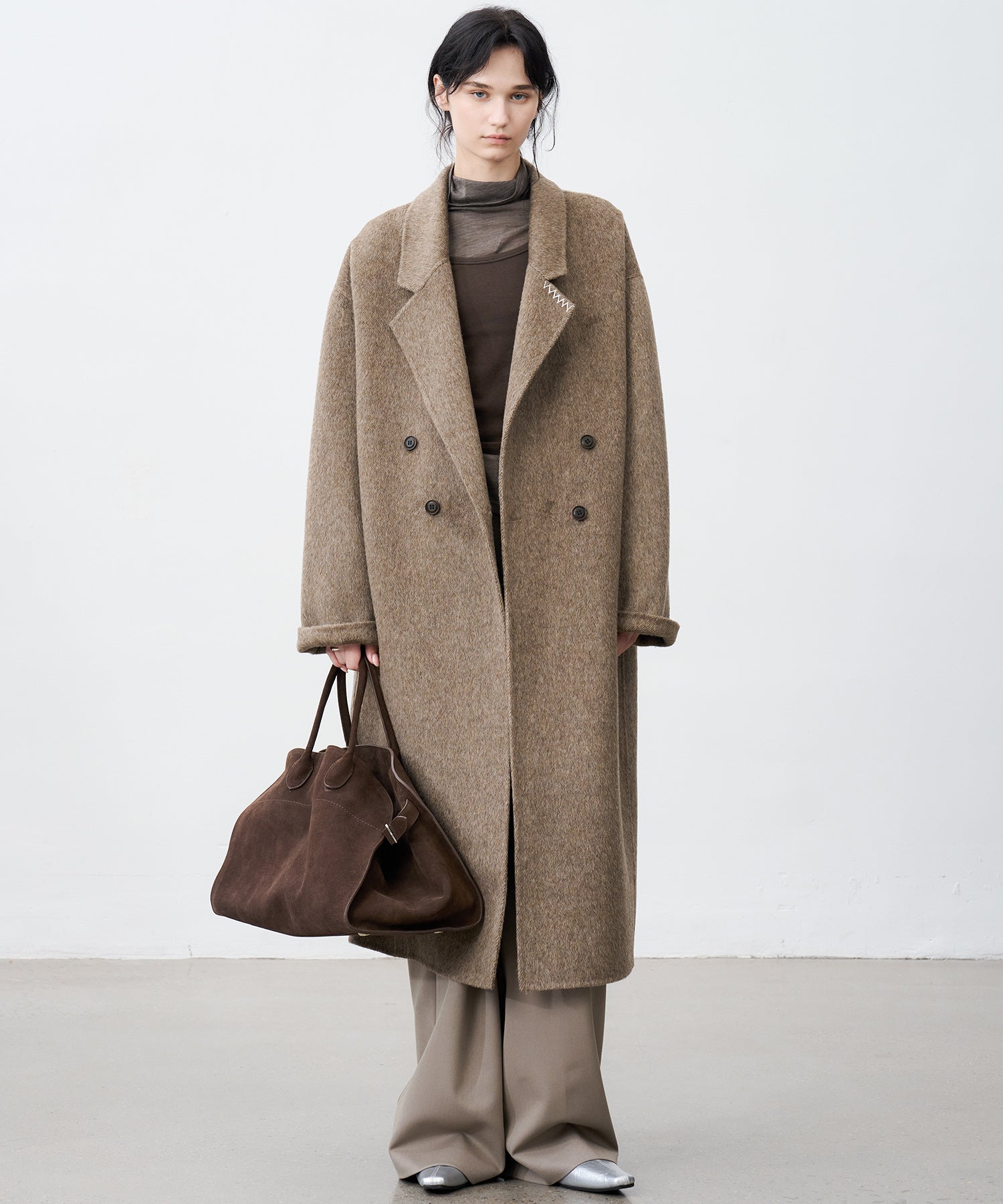 100% Wool Double-Face Long Lapel Oversized Overcoat