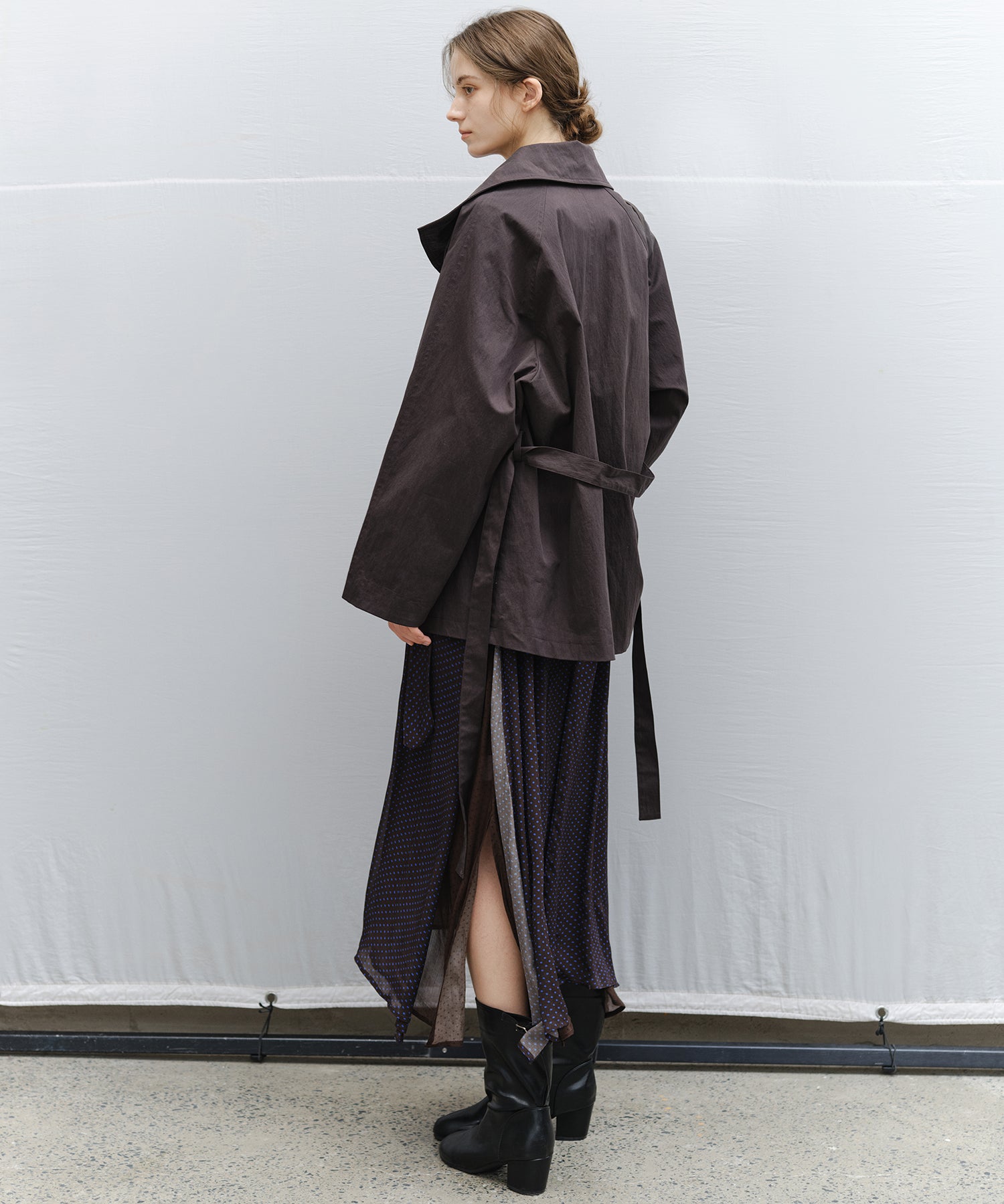 Wrap Collar Belted Cropped Trench Jacket