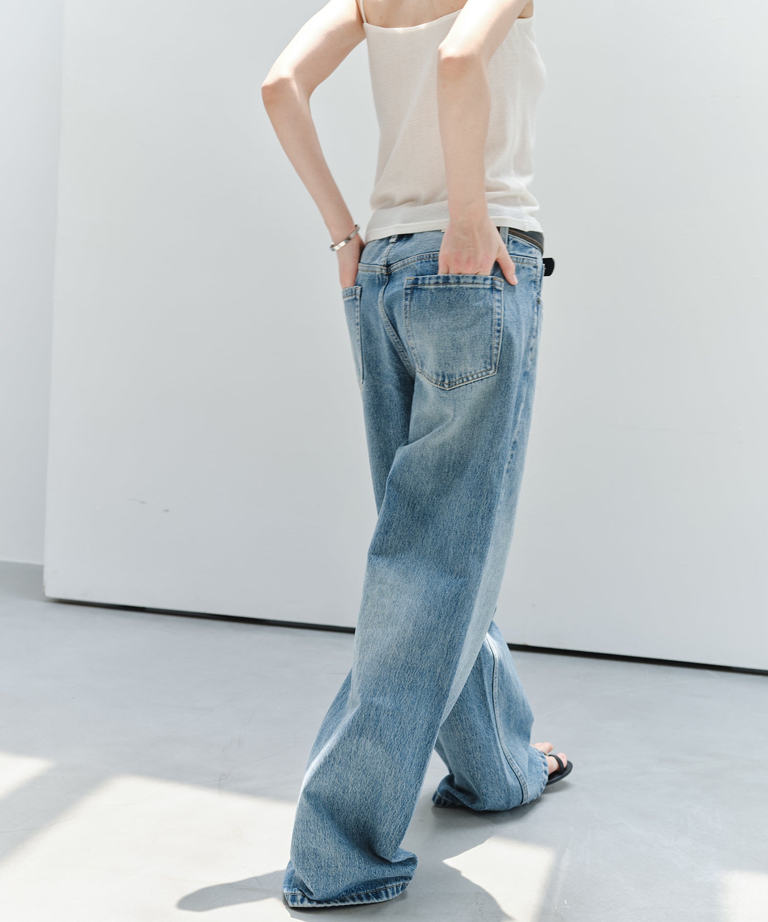 「9月下旬出荷予定」Washed Wide Straight Denim Pants