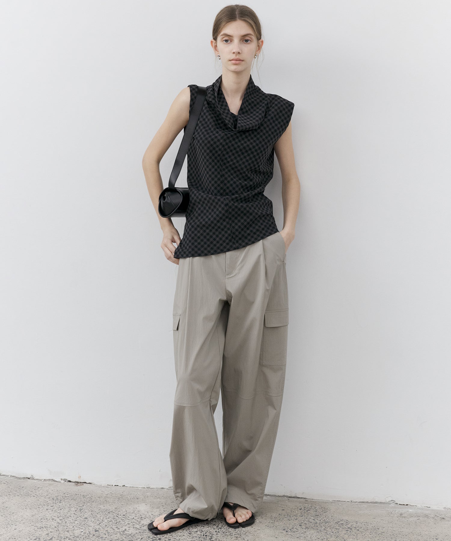Nylon Blend Cargo Wide Pants