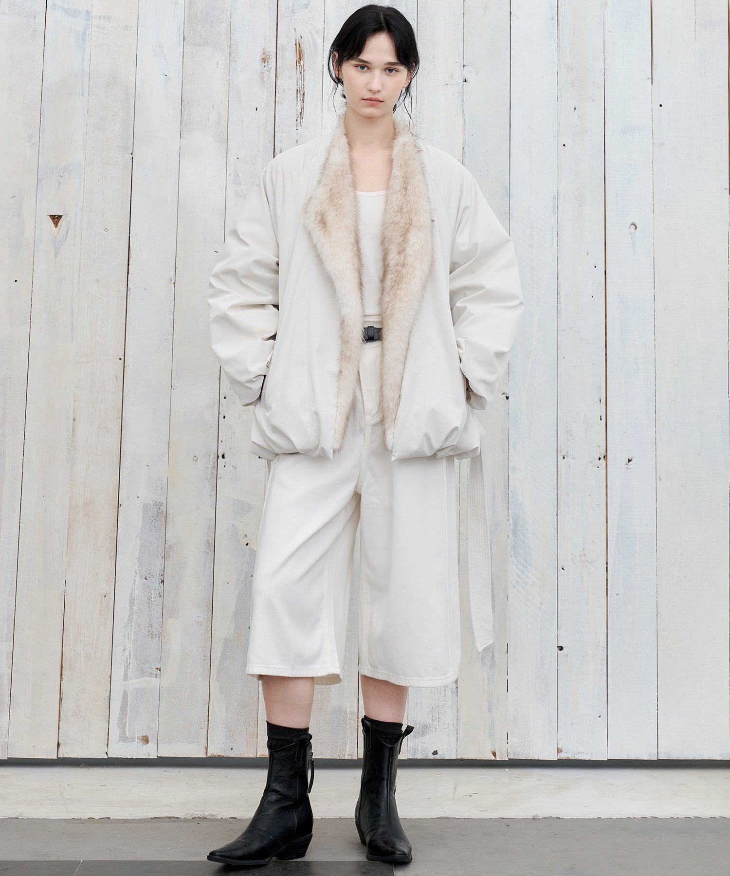 Faux Fur Collar Balloon Down Jacket