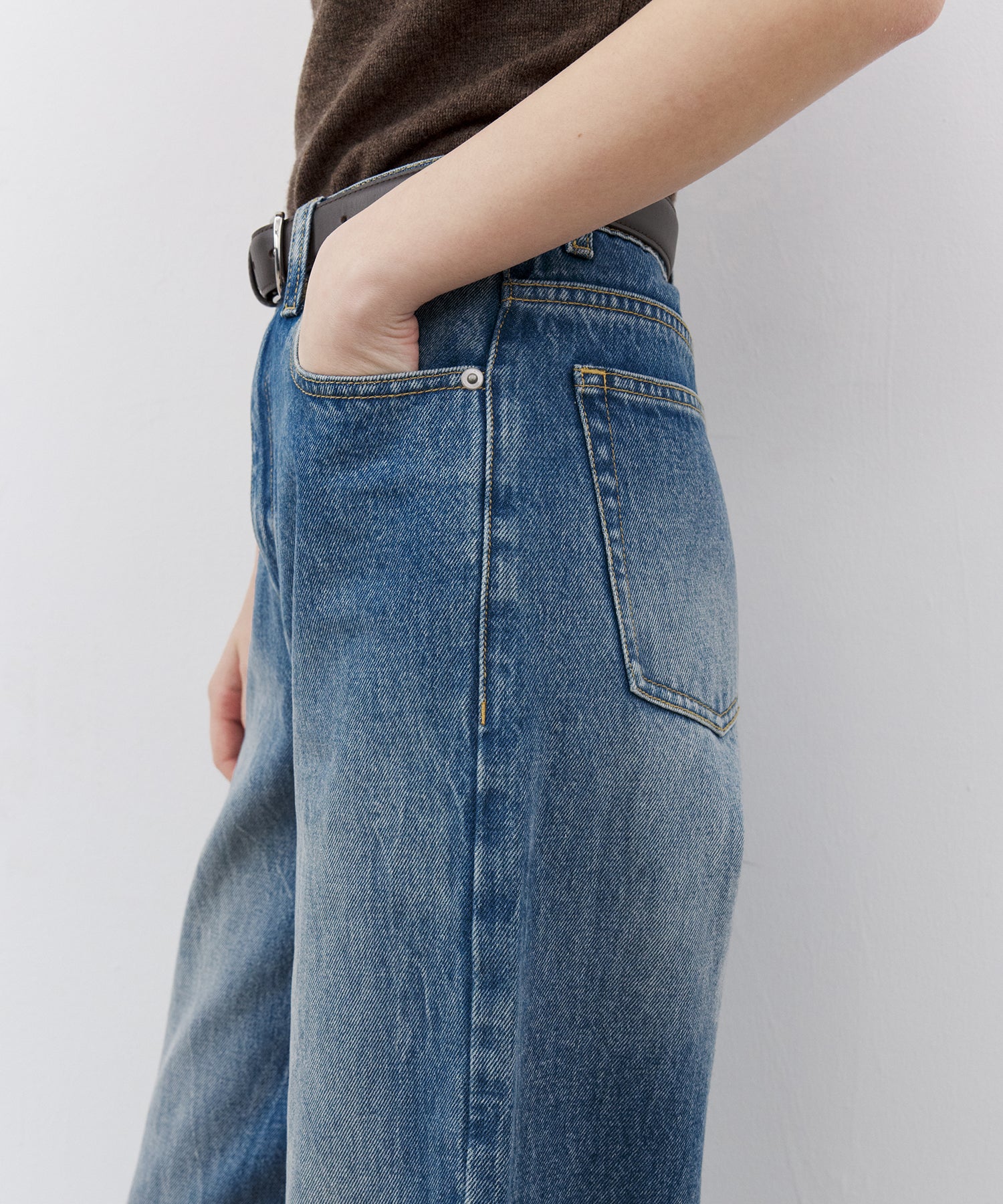Washed Wide Straight Denim Pants