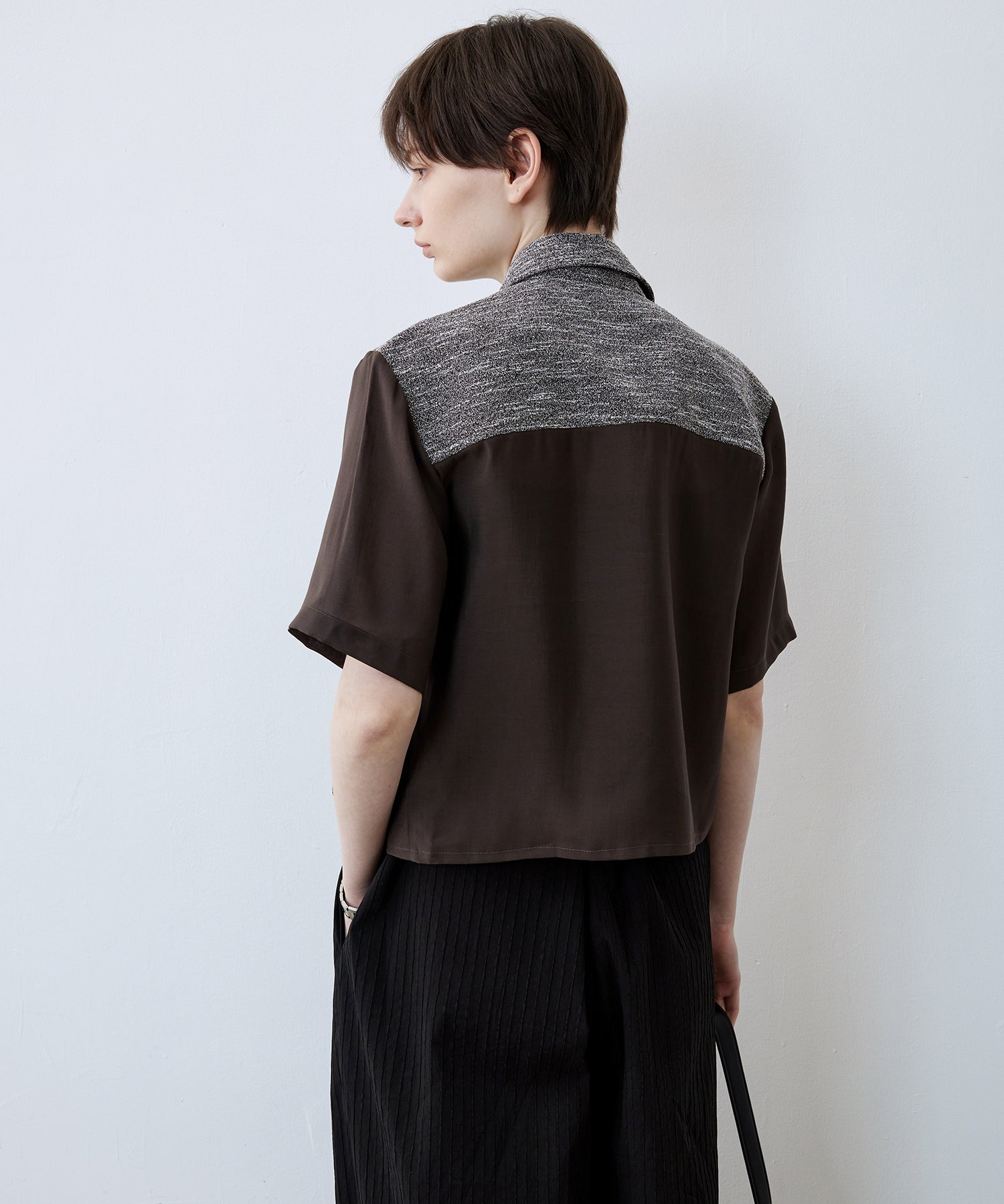 Textured Combo Cropped Shirt