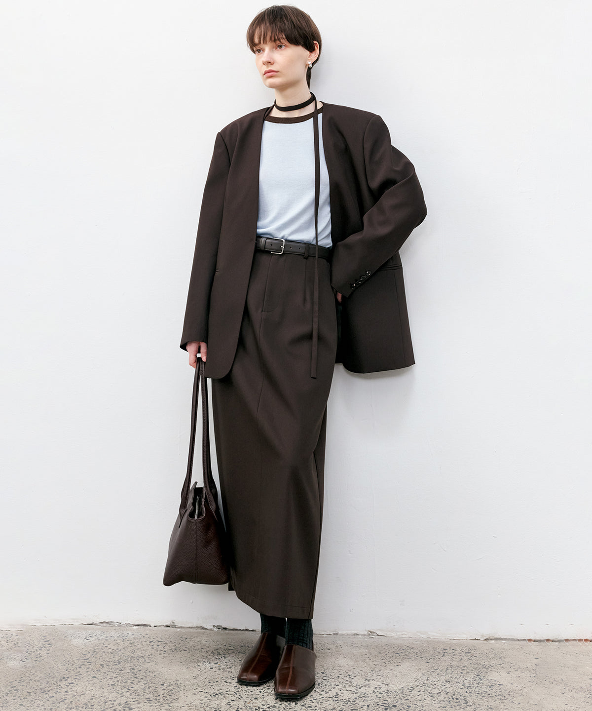 Collarless Oversized Tailored Jacket