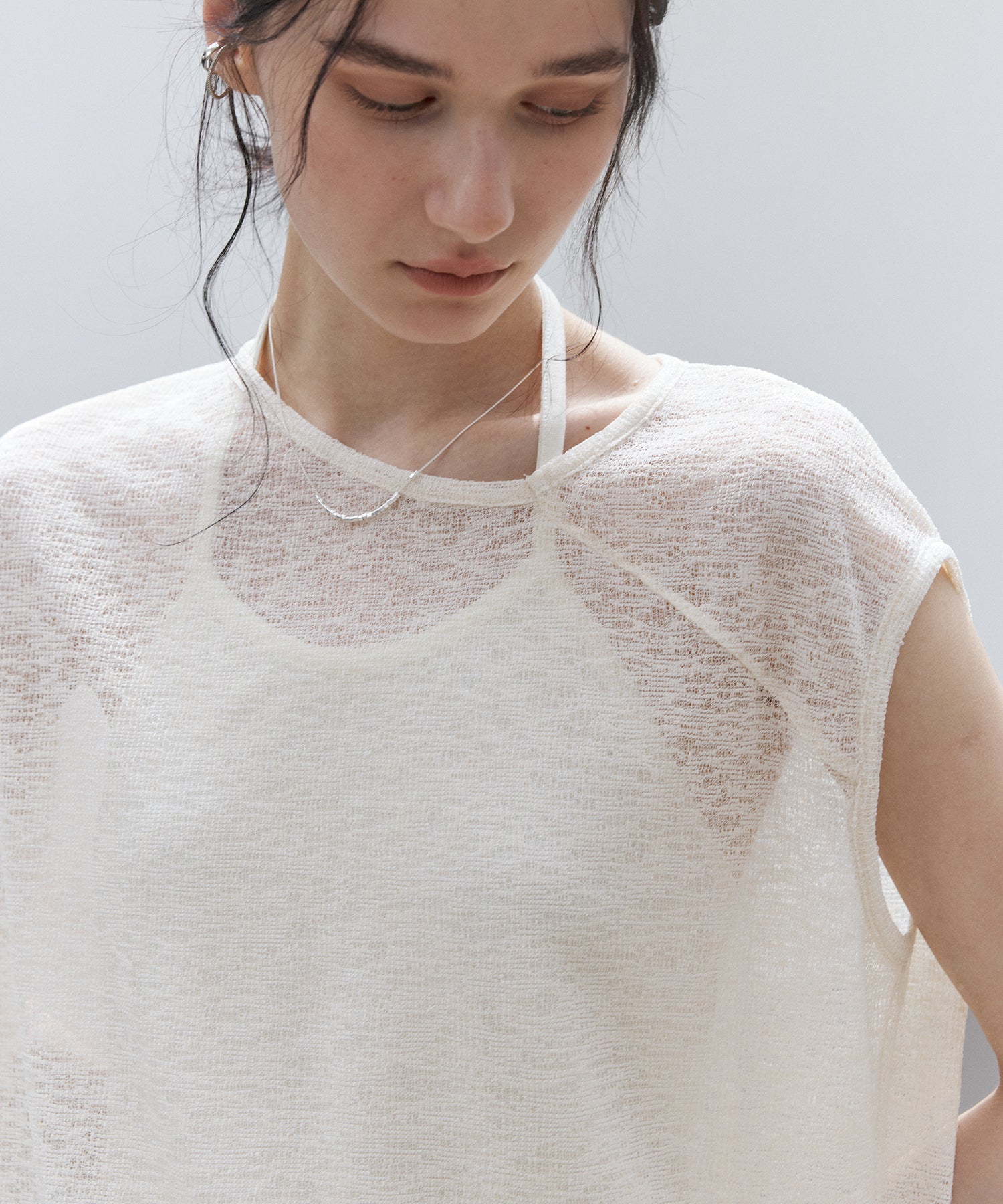 Sheer Asymmetric Sleeveless Top