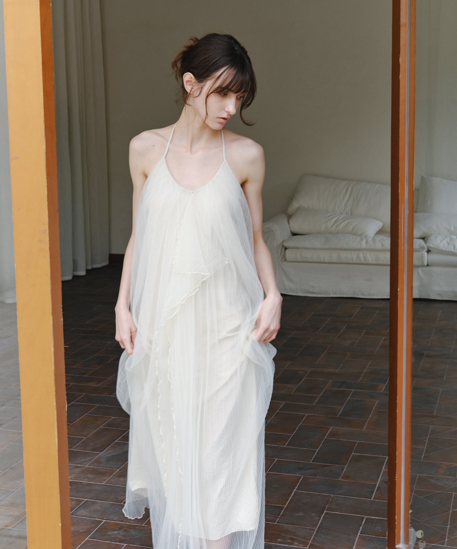 「6月上旬～中旬出荷」Sheer Pleated Cocoon Dress