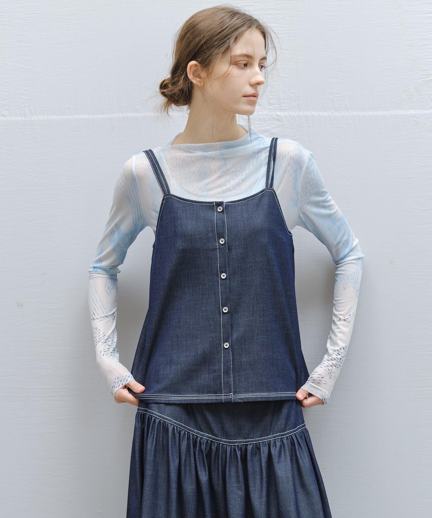 「4月中旬～下旬出荷」Light Denim Camisole Top