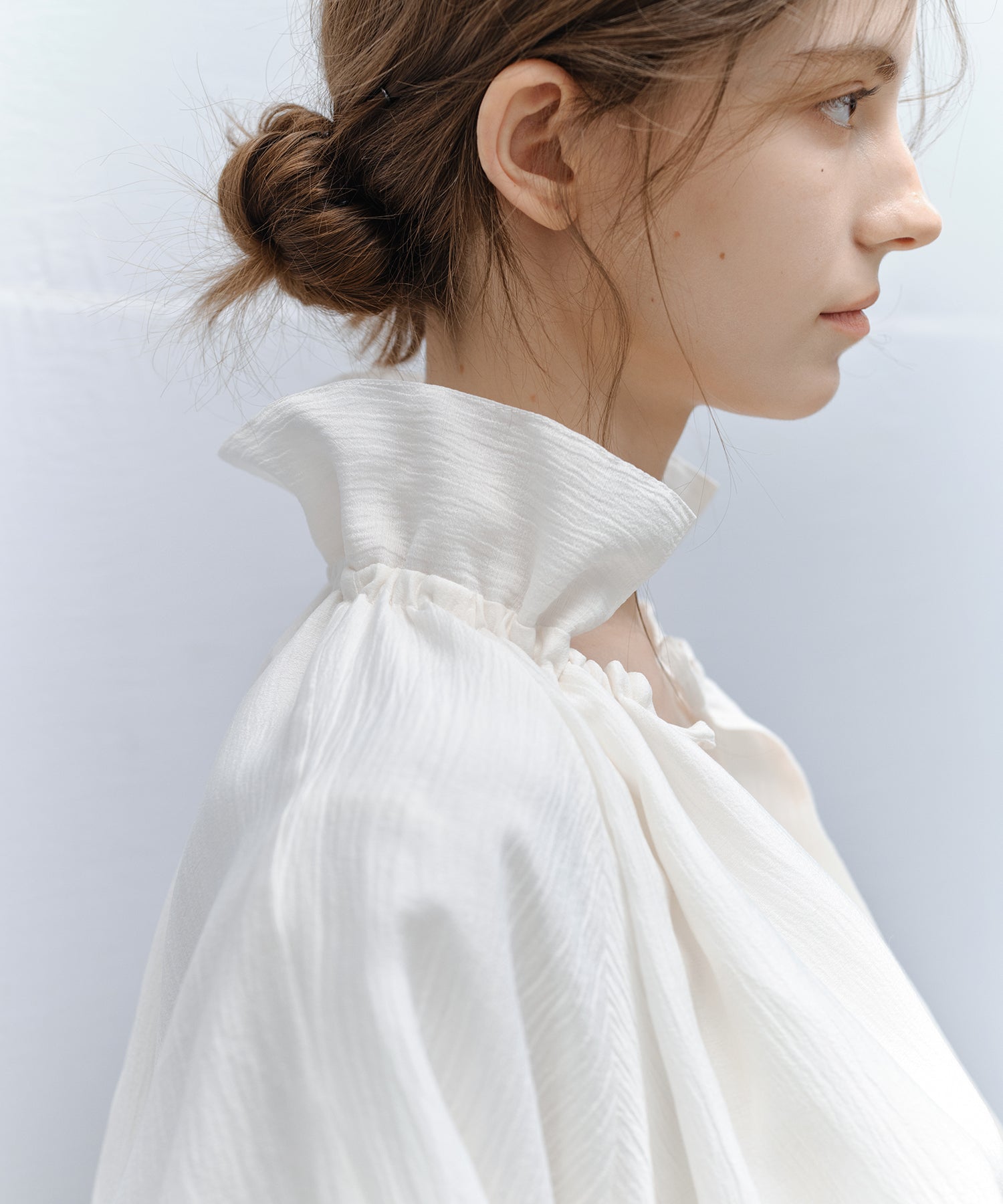 Sheer Gathered Neck Light Jacket