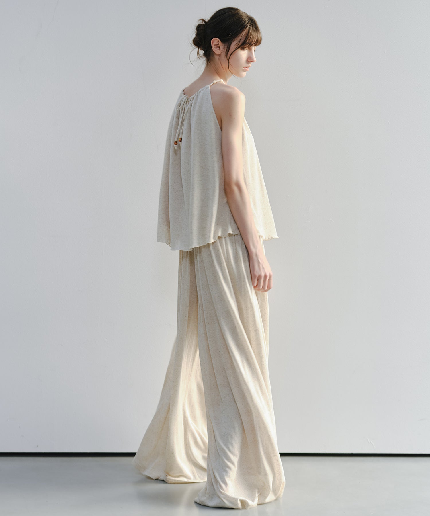 「7月中旬～下旬出荷」Linen Blend Gathered Wide Pants