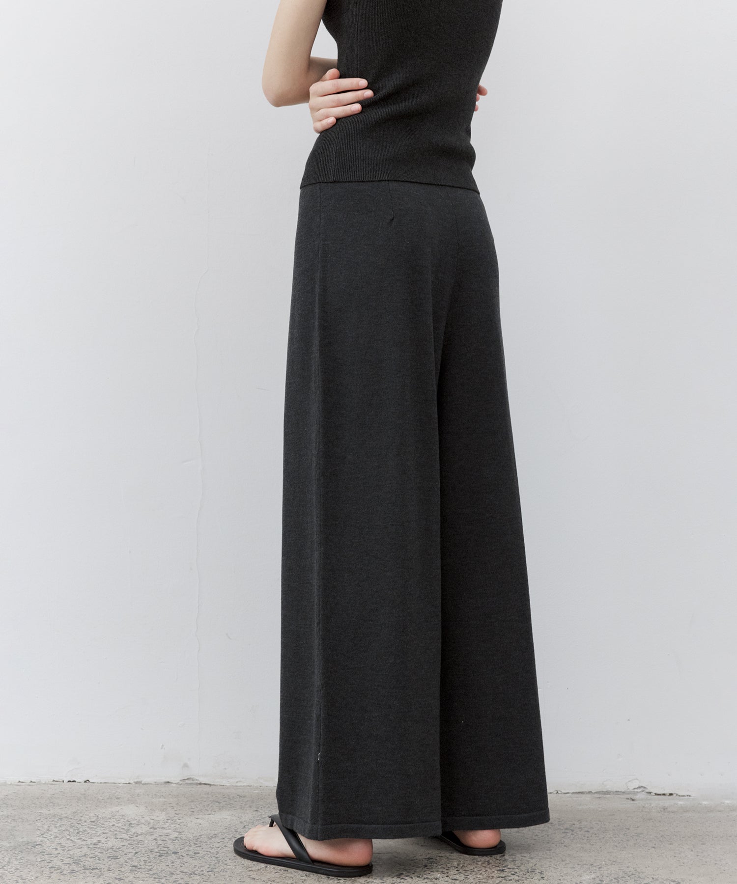 Drawstring Knit Wide Pants