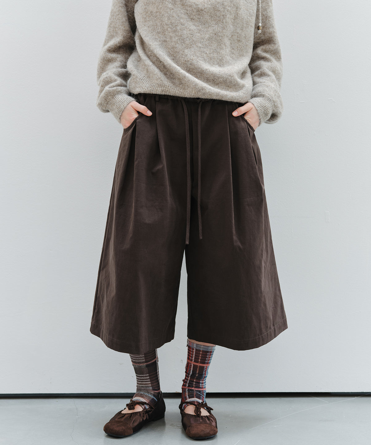 「9月下旬出荷予定」Drawstring Waist Wide Midi Pants
