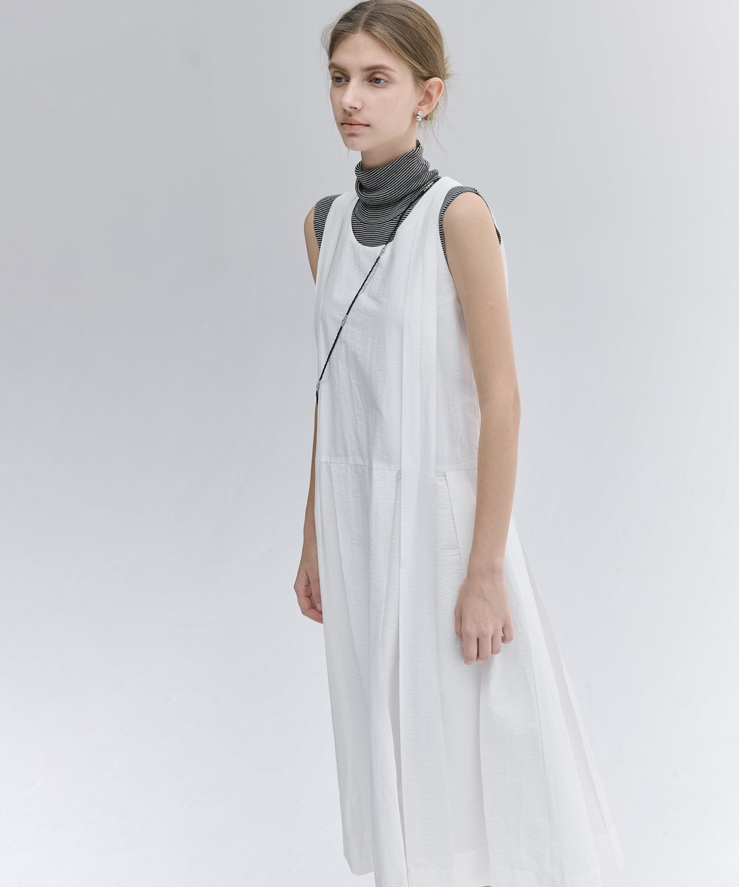 Tucked Sleeveless Long Dress