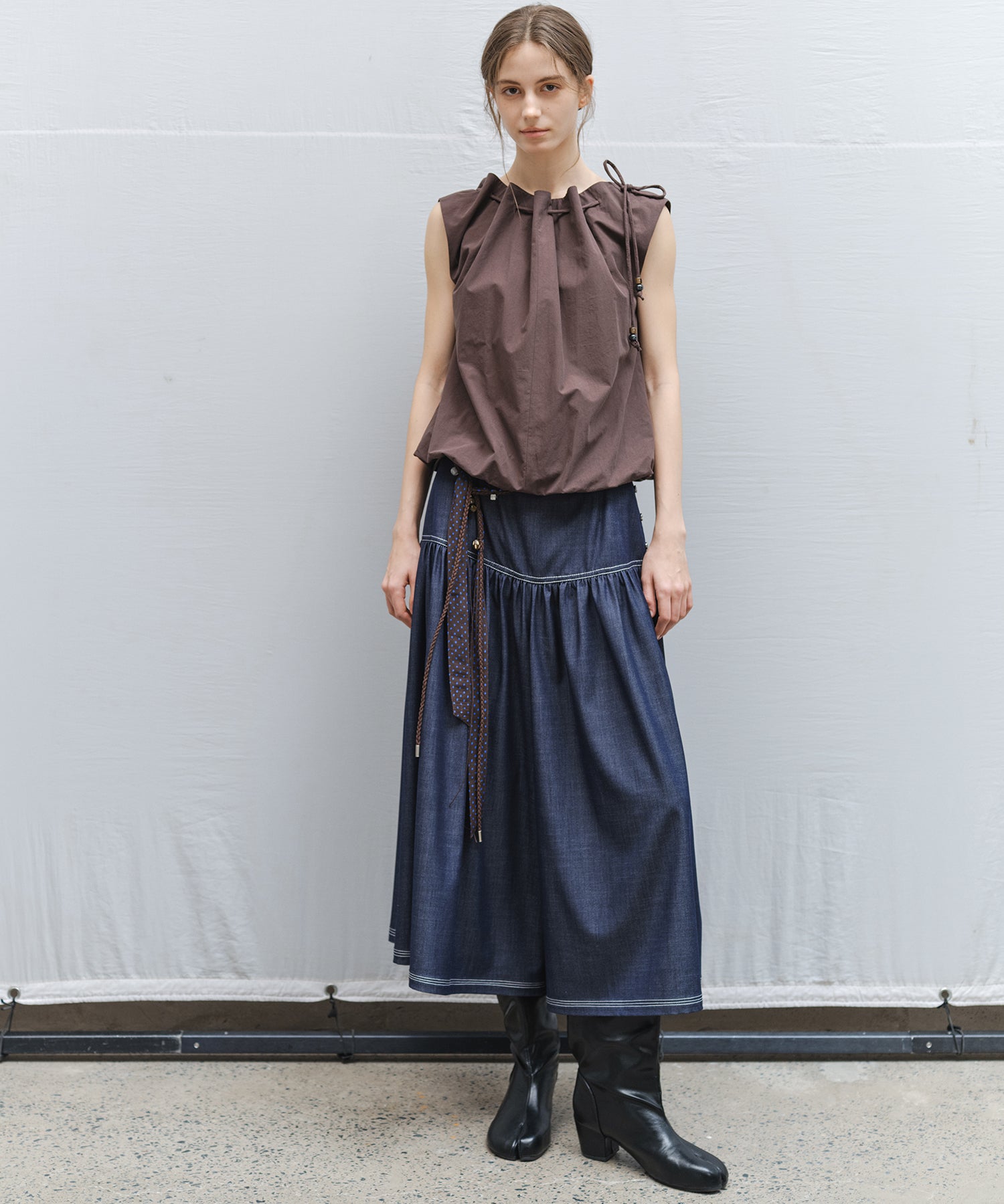 「7月上旬～中旬出荷」Drawstring Off-Shoulder Balloon Top