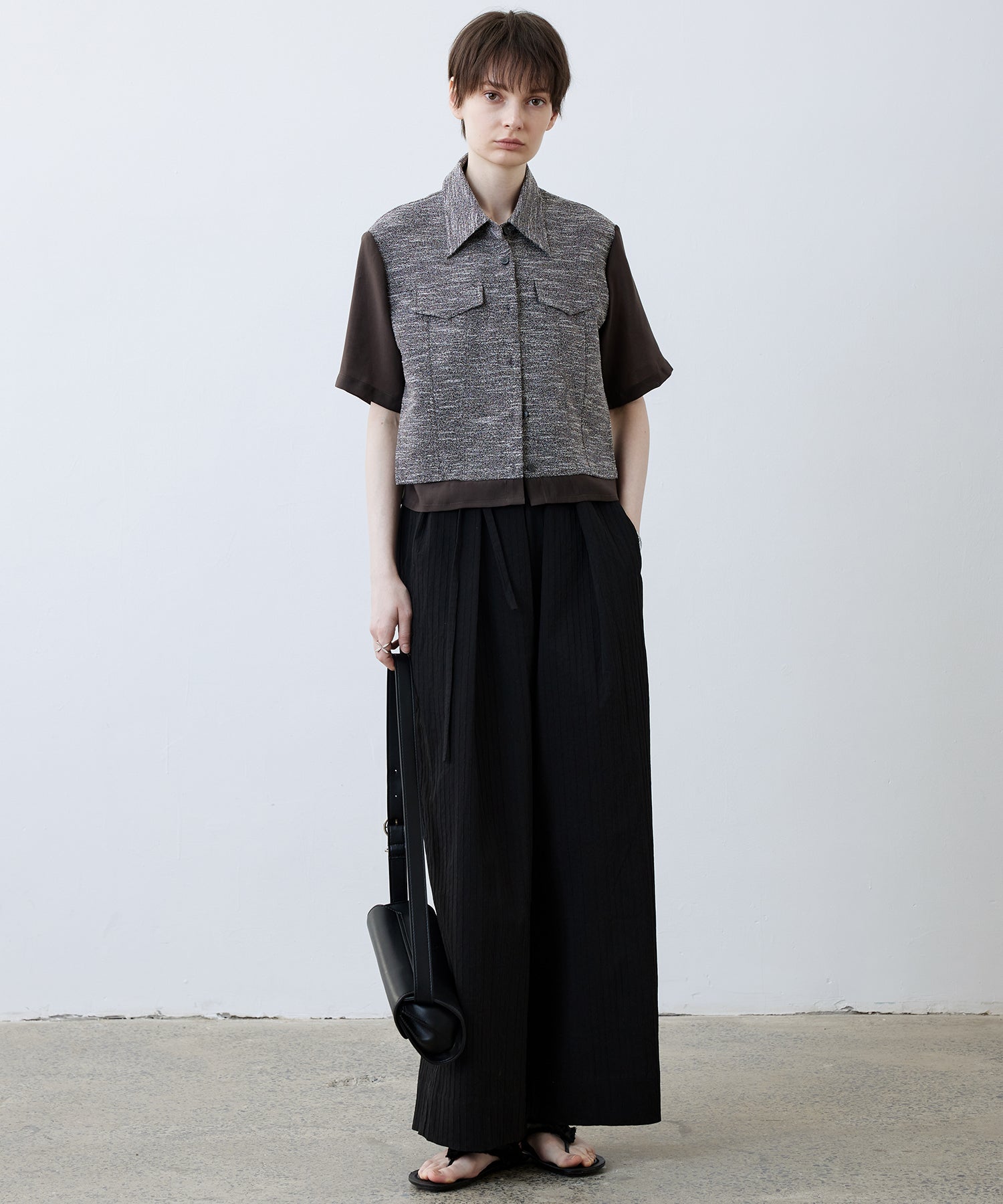 Textured Combo Cropped Shirt