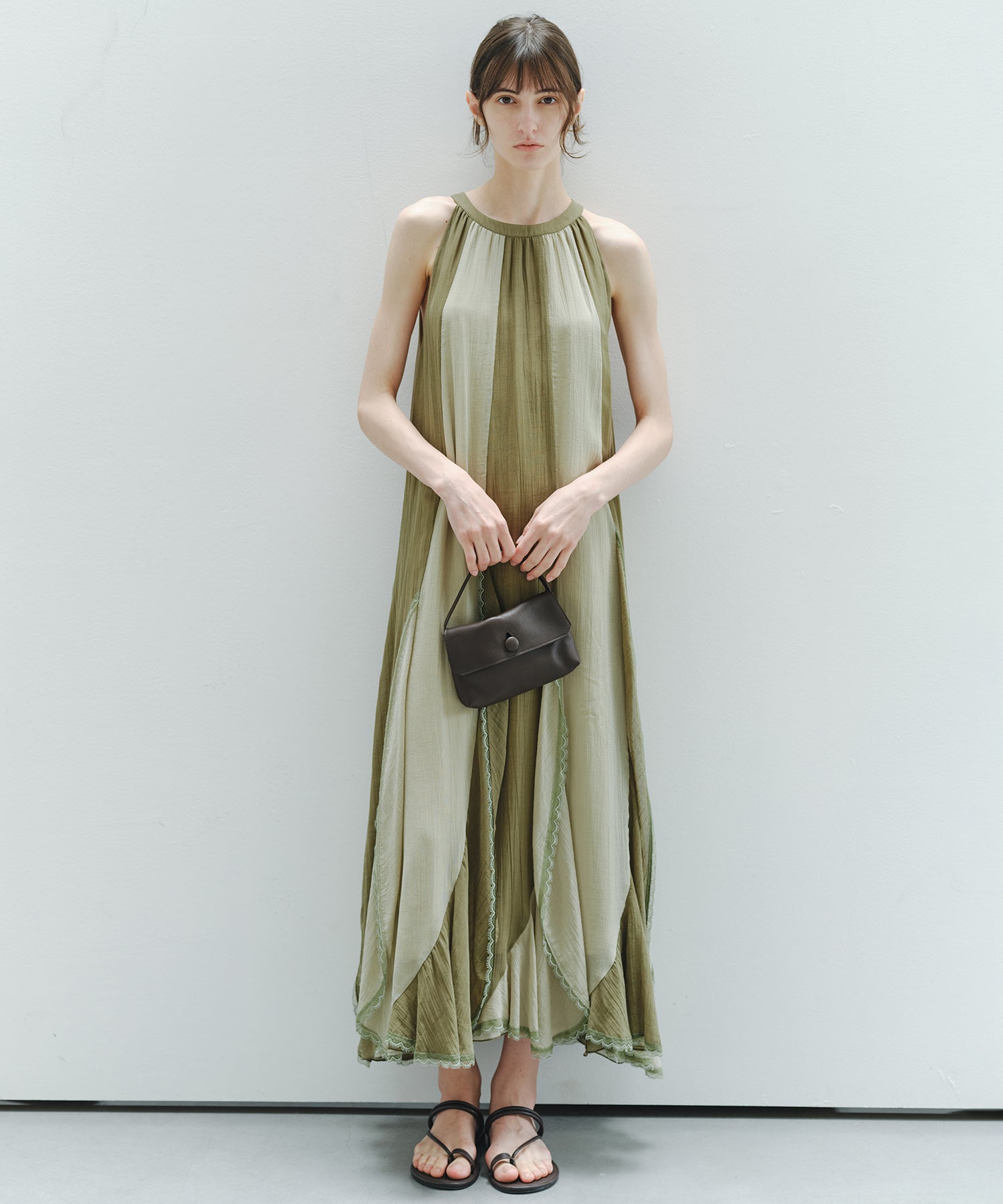 「6月上旬～中旬出荷」Color Block Layered Sleeveless Dress